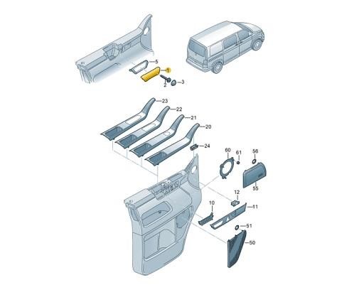 VW Transporter T5 Ön Kapı  İç Çekme Kolu  Üst Kapağı 7H0867171B