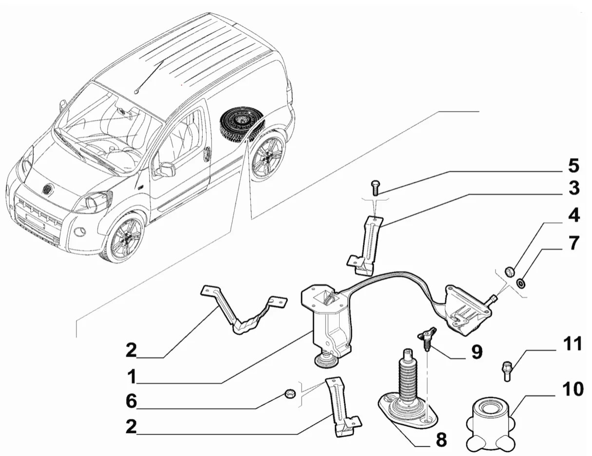 Citroen Nemo Peugeot Bipper Fiat Fiorino  Stepne Taşıyıcı Mekanizması  Oem: 51910321