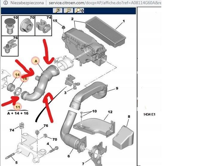 PEUGEOT 206 207 307 308 1.6 HDI HAVA FİLTRE BORUSU       1434E1