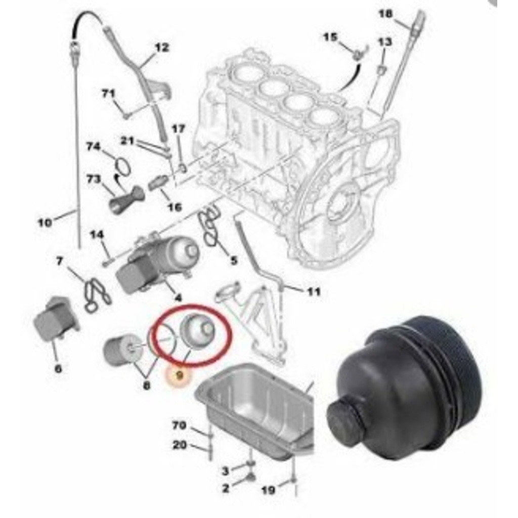 Peugeot Citroen Yağ Filtre Kapagi (1.4 HDI-1.6HDI)      1103.K4