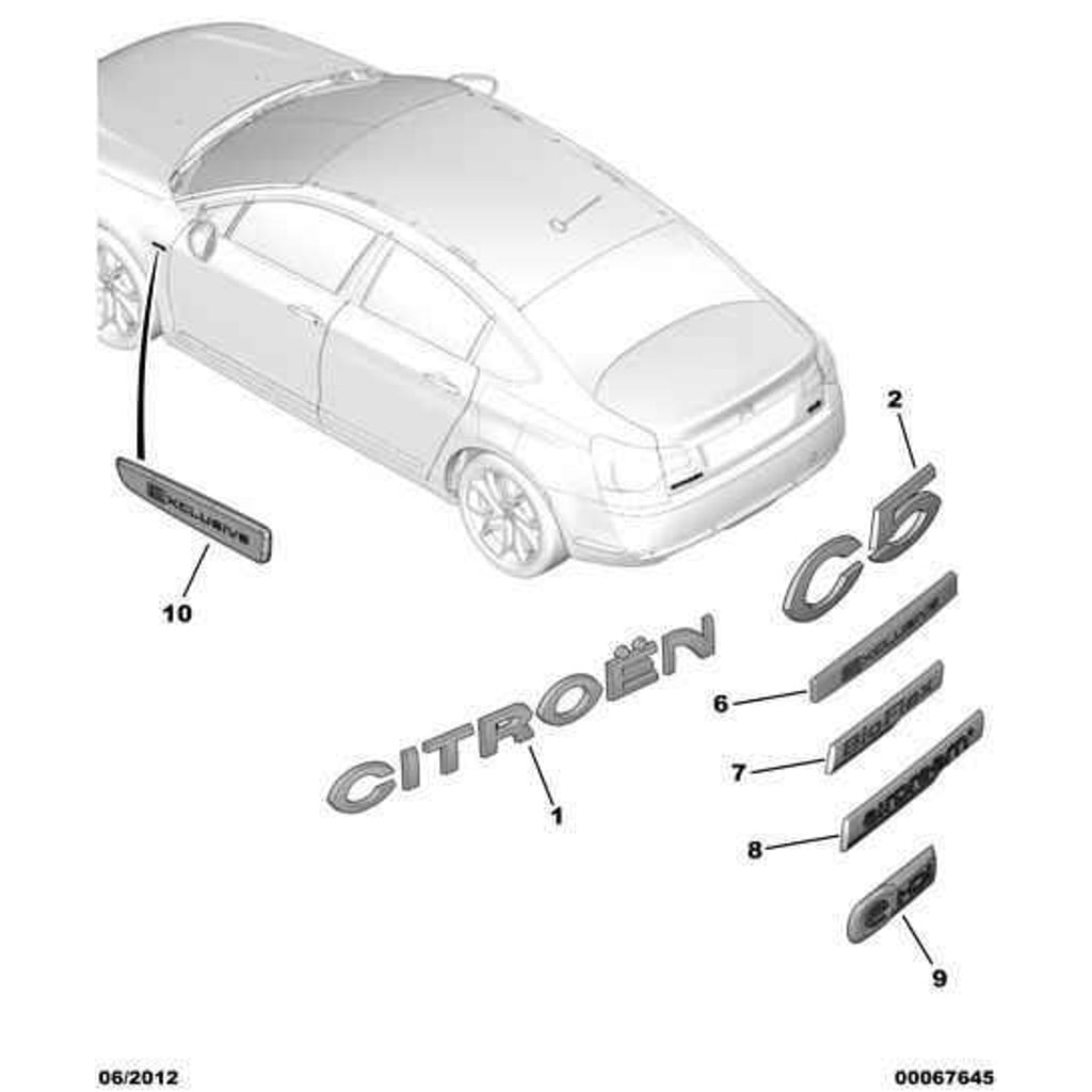 CITROEN C5 - C5 lettering on trunk lid 8665YV