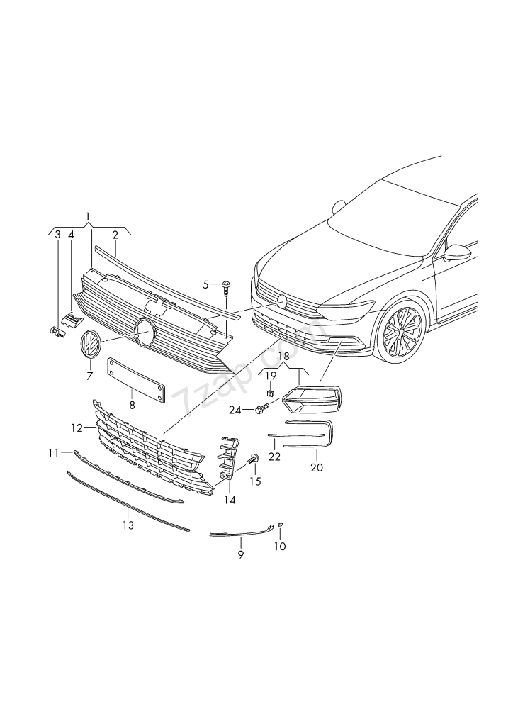 VW PASSAT ÖN TAMPON SÜS ÇITASI NİKELAJLI   SAĞ  3G0853764B