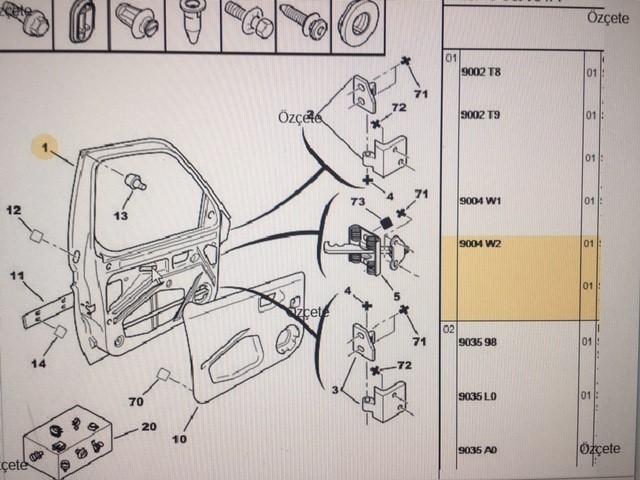 PEUGEOT PARTNER CİTROEN BERLİNGO SOL ON KAPI 9002.T9