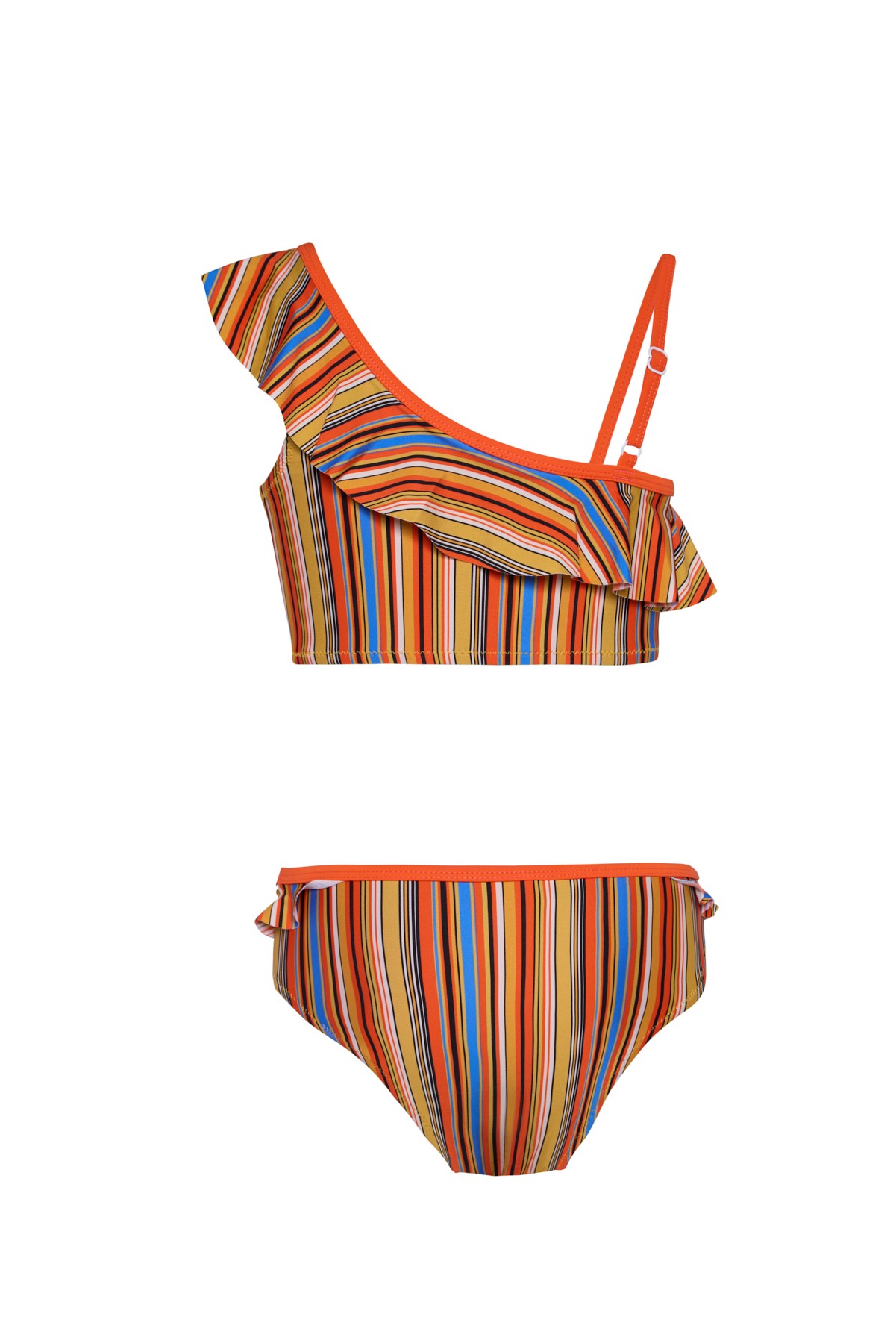 Kız Çocuk Çok Renkli Turuncu Çizgili Bikini Takımı 25SG007ST