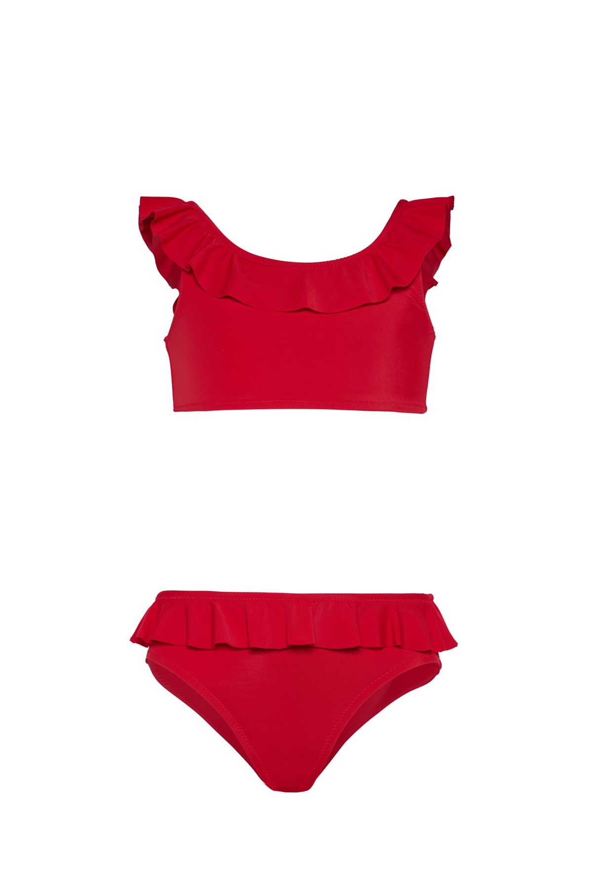 Kız Çocuk Kırmızı Volanlı Bikini Takımı 25SG006ST
