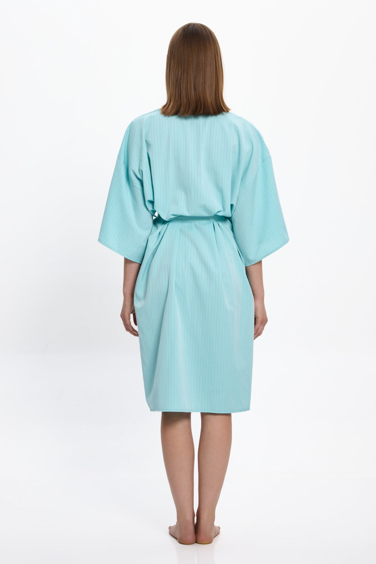 Kadın Mint Yeşili Çizgili Uzun Kimono 25PL05ST