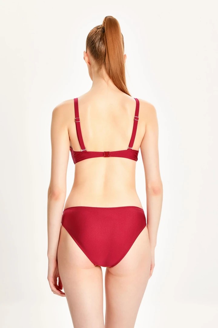KADIN BORDO DANTELLİ HALTER YAKA MAYOKİNİ 24S130ST