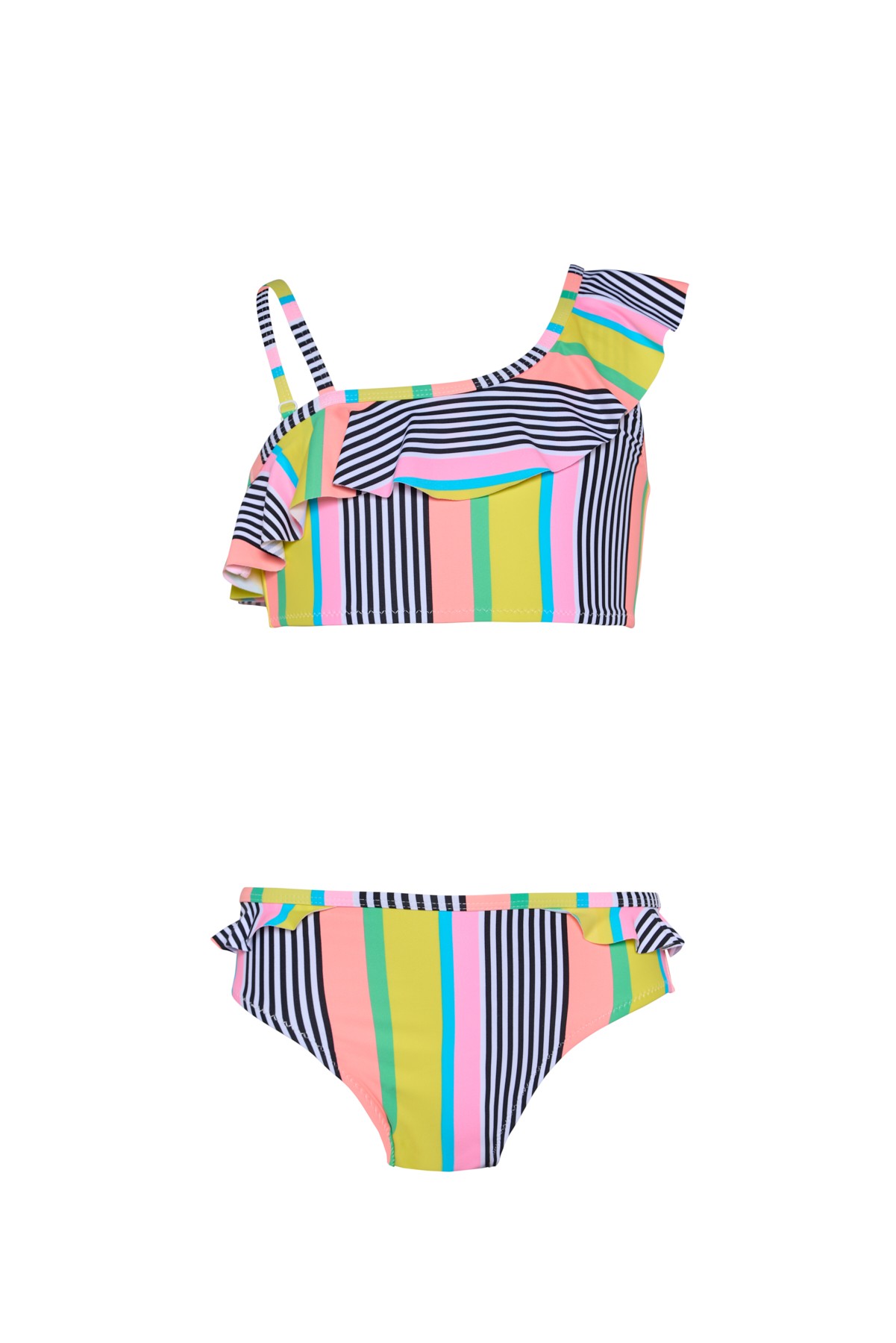 Kız Çocuk Çok Renkli Çizgili Bikini Takımı 25SG010ST
