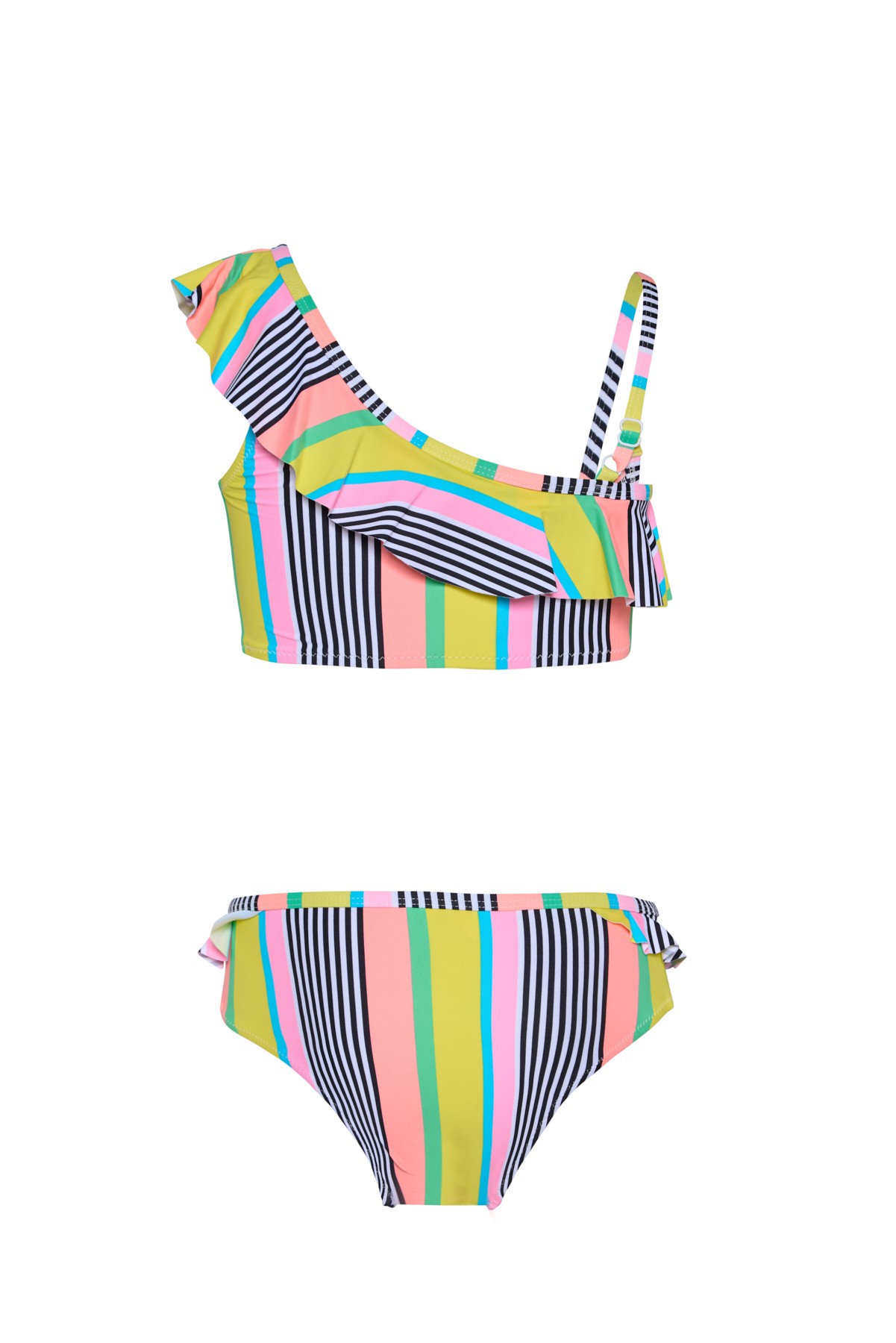 Kız Çocuk Çok Renkli Çizgili Bikini Takımı 25SG010ST