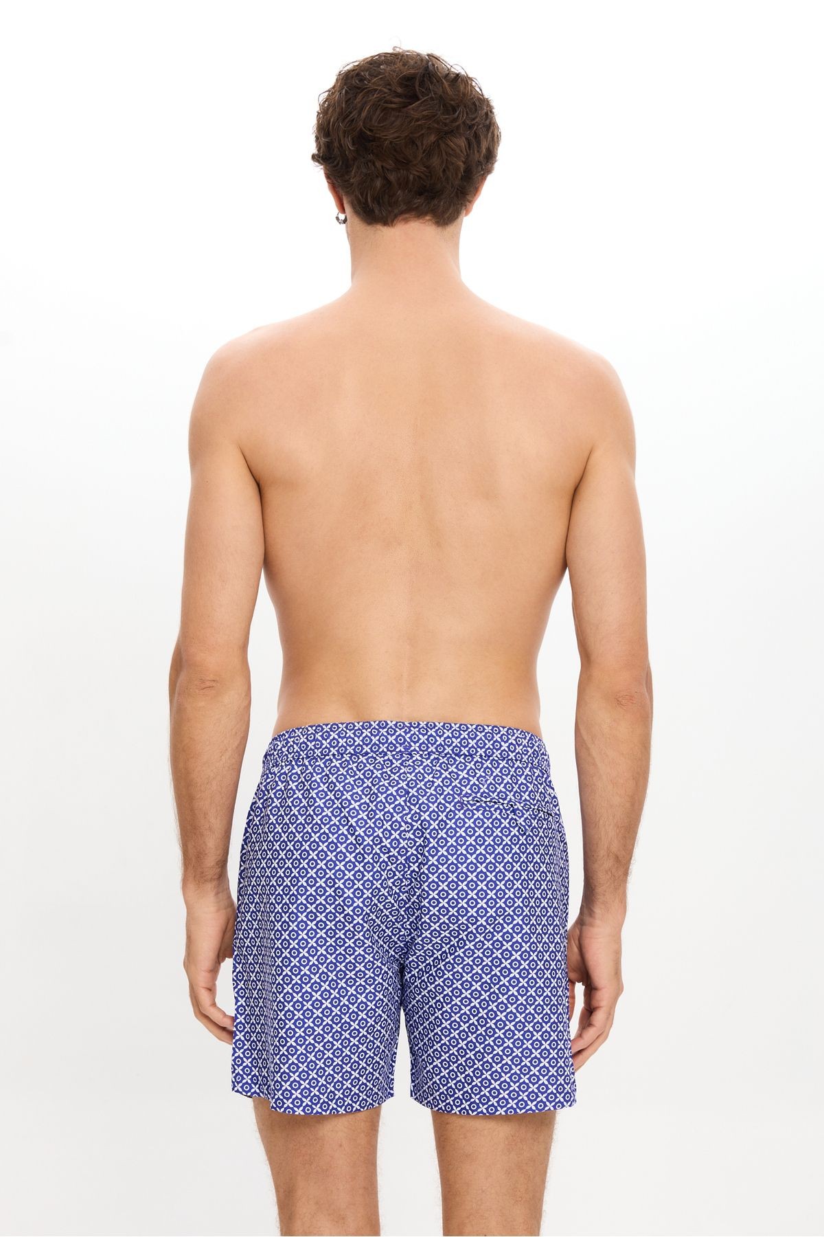 ERKEK ÇİNİ Desenli Deniz Şortu Cepli Fileli Astarlı Hızlı Kuruyan Su İtici Regular Fit Orta Boy 25SM107ST