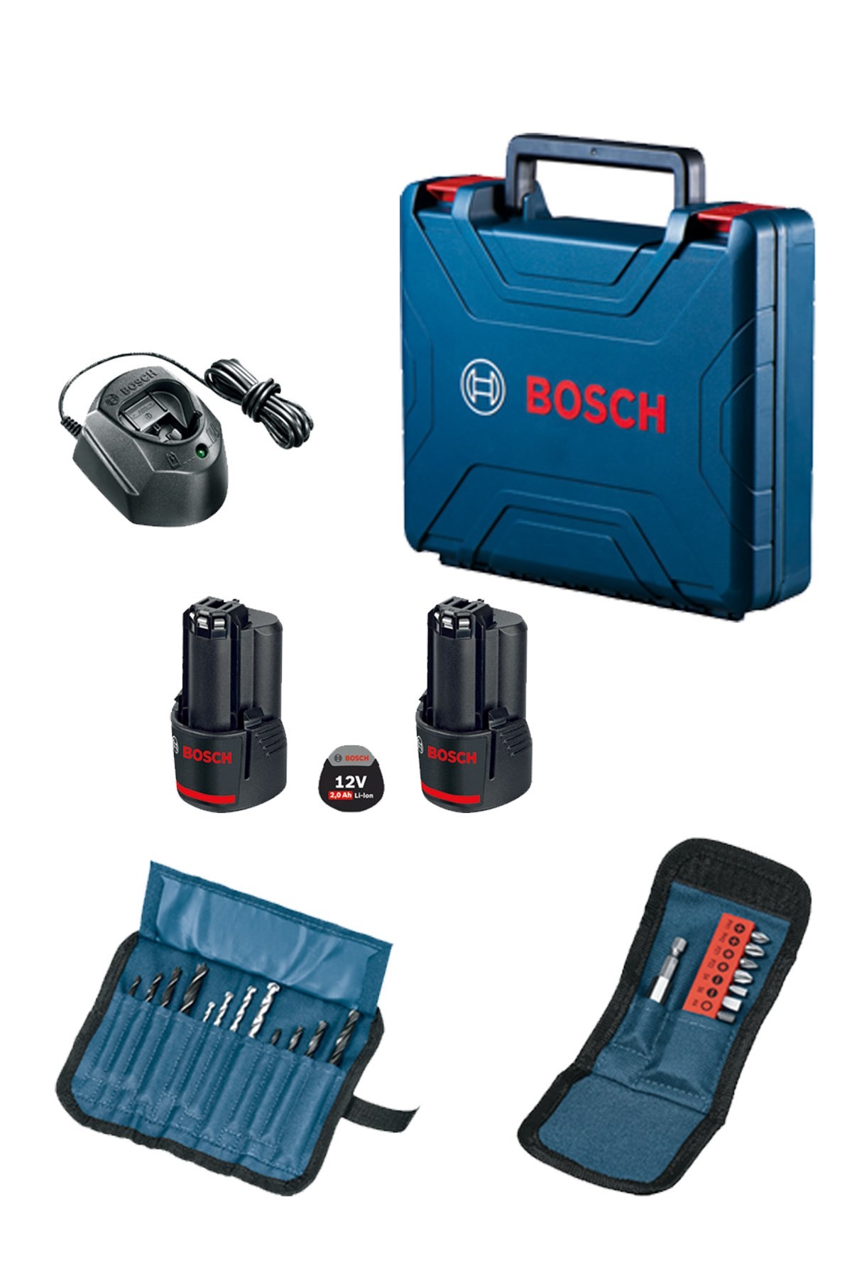 Bosch GSB 120 Li Darbeli Akülü Delme & Vidalama Makinesi + 23 Parça Vidalama Seti