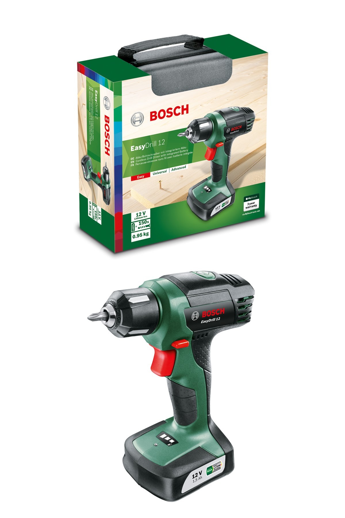 Bosch EasyDrill 12 (1,5Ah, EntegreAkü) Softbag Akülü Delme & Vidalama Makinesi