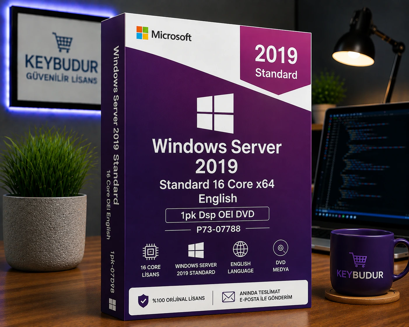 Windows Server 2019 Standard 16 Core x64 English 1pk Dsp OEI DVD P73-07788