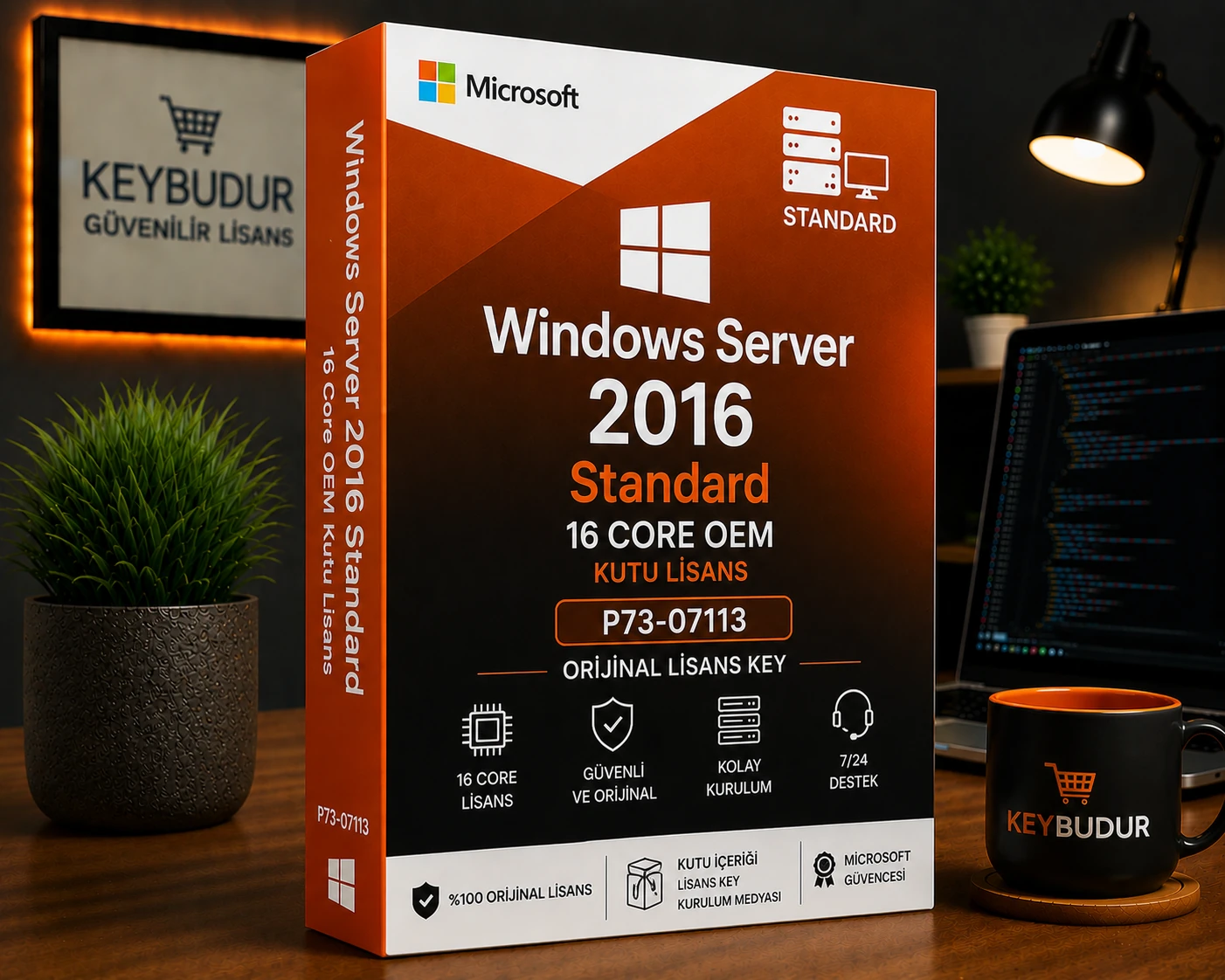 Windows Server 2016 Standard 16 Core OEM Kutu Lisans | P73-07113