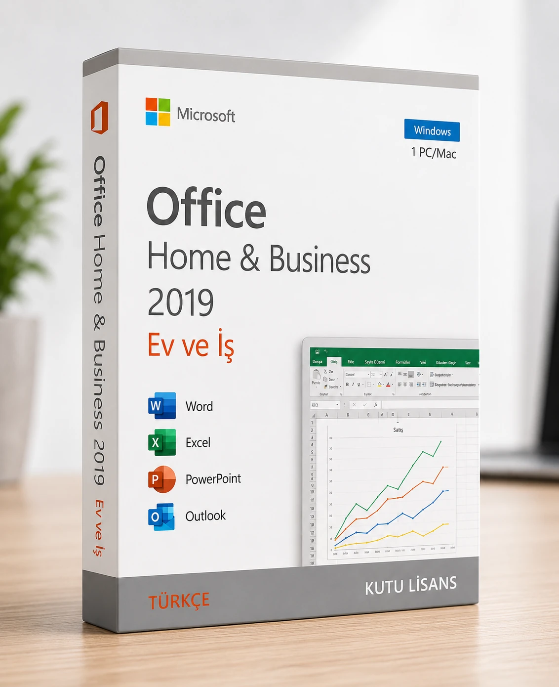 Microsoft Office 2019 Ev ve İş Home & Business Türkçe Kutu Lisans