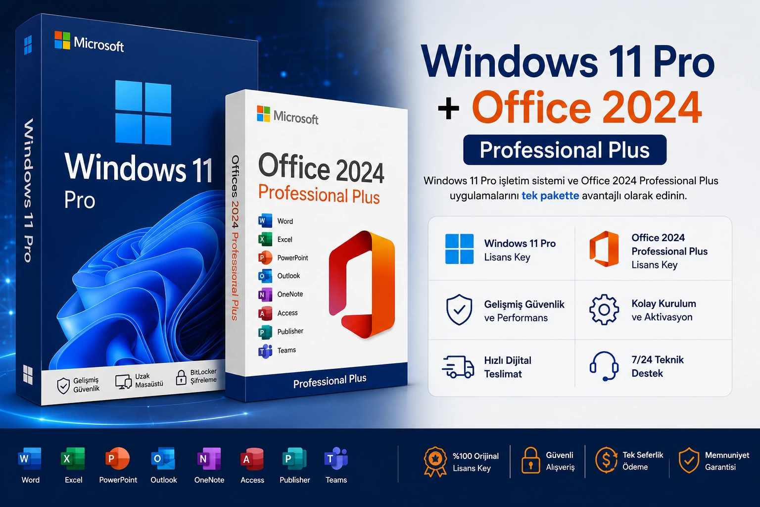 Windows 11 Pro + Office 2024 Professional Plus Dijital Lisans Key
