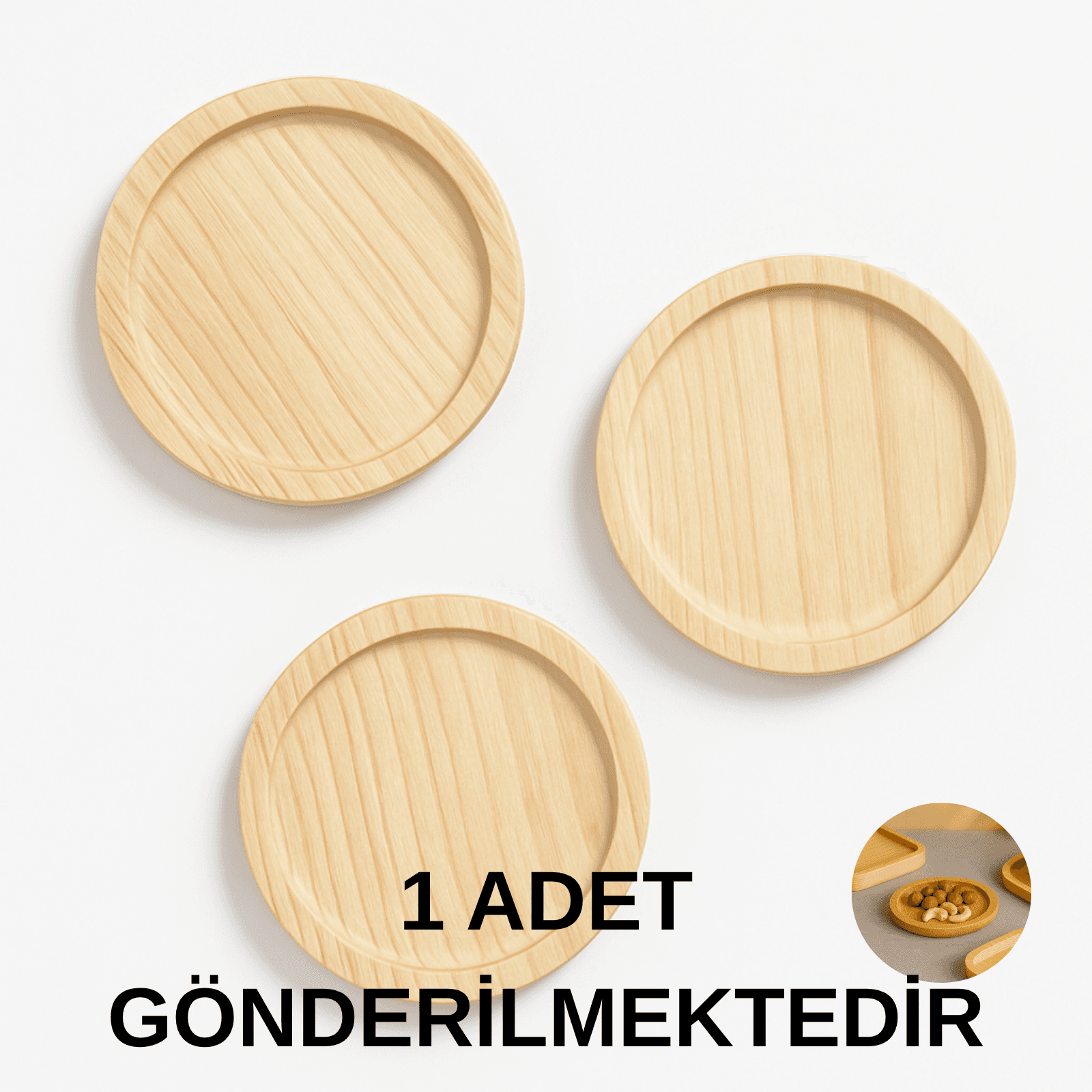 Ahşap Yuvarlak Altlık | Çaydanlık, Çerezlik ve Yağdanlık Sunum Tepsisi