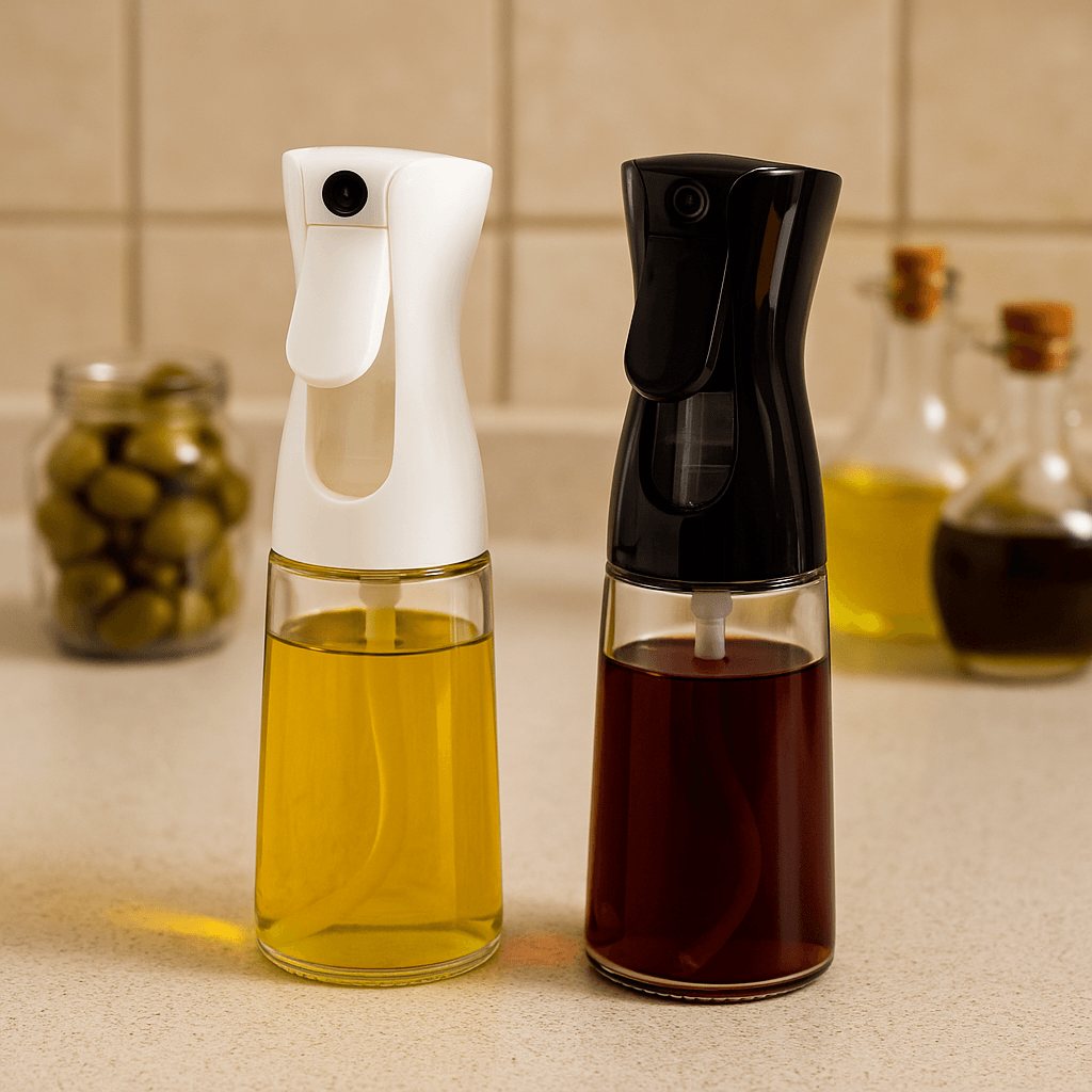 Cam Püskürtmeli Yağ Şişesi – Airfryer ve Mutfak Kullanımına Uygun 