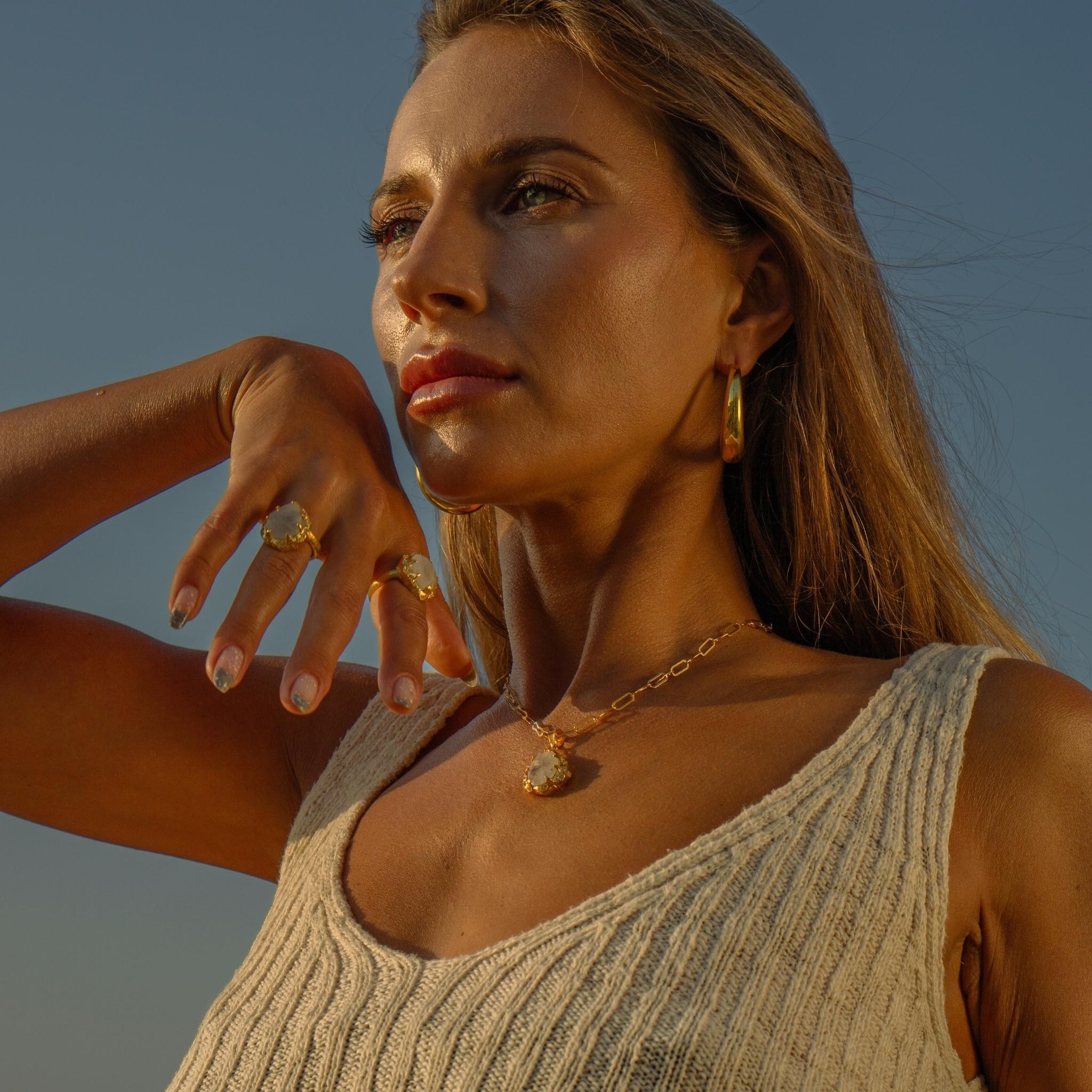 Moonstone Hoop Earrings