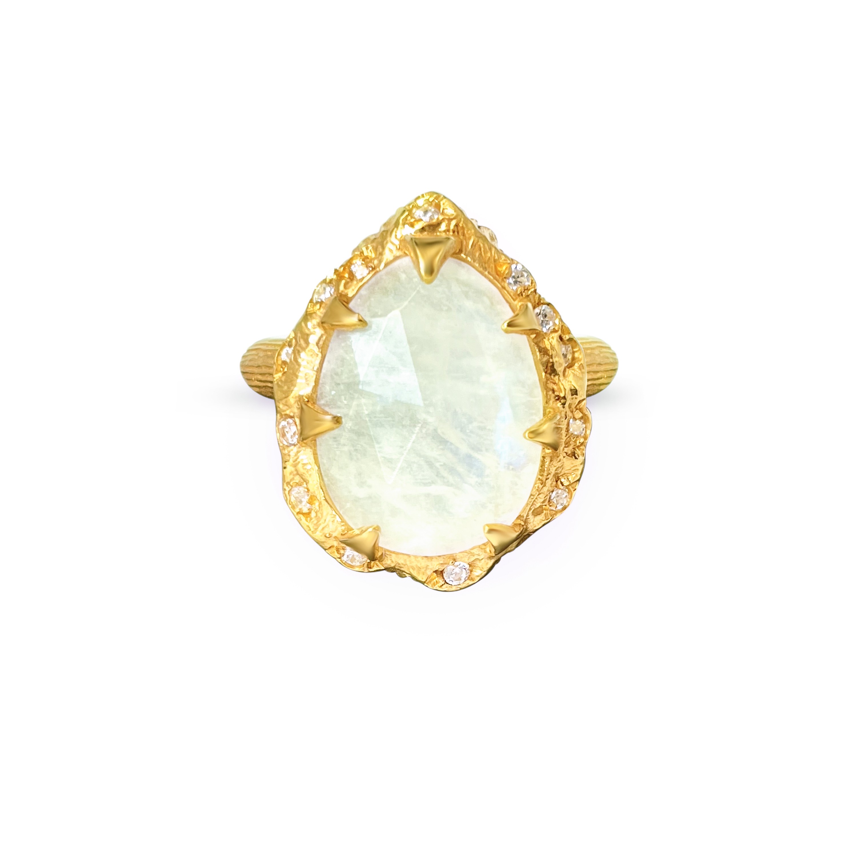 Moonstone Ring with CZ Stone