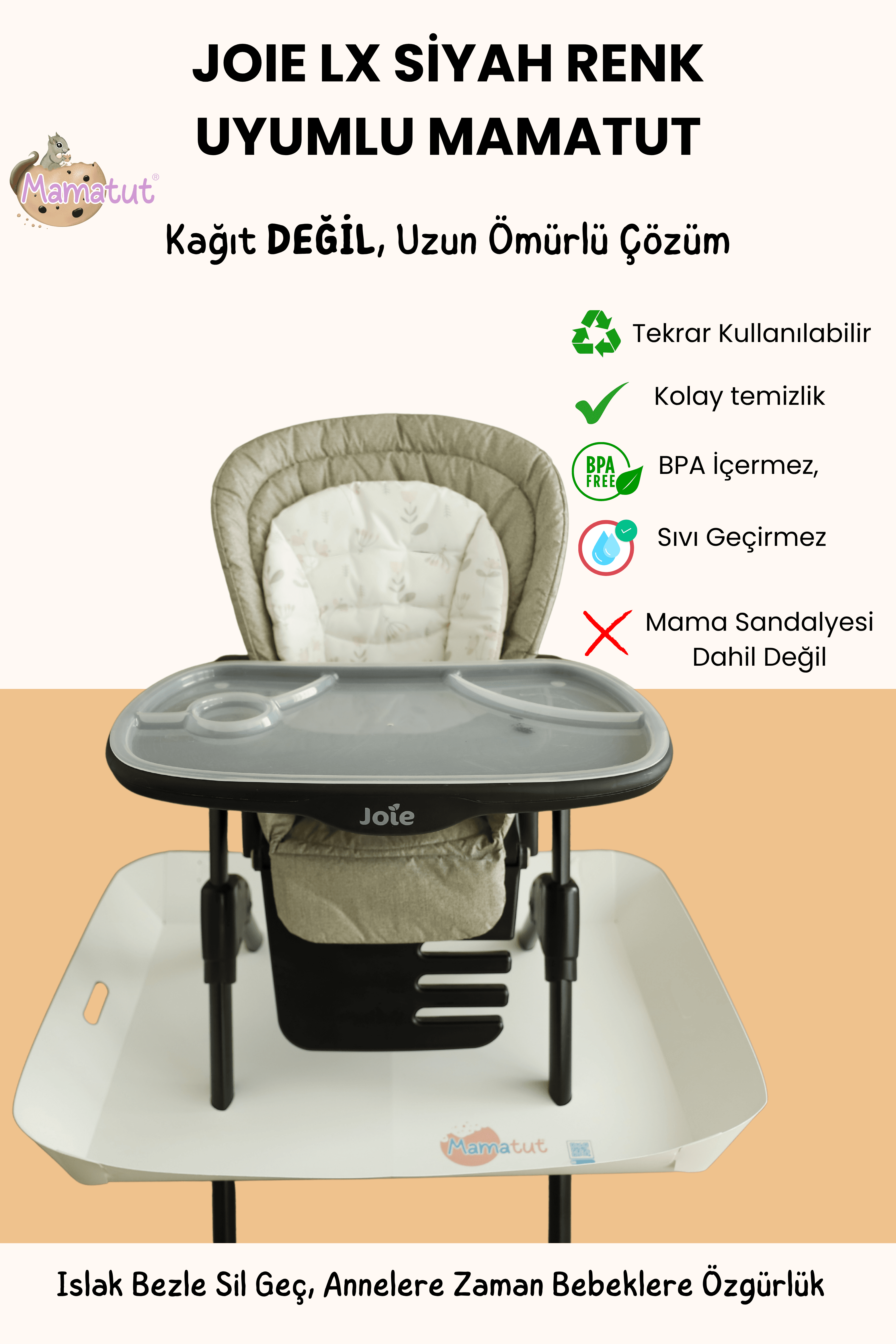 Joie Mimzy LX V2 (AYAKLARI ÇIKAN MODEL) Model Mama Sandalyesi Uyumlu MamaTut