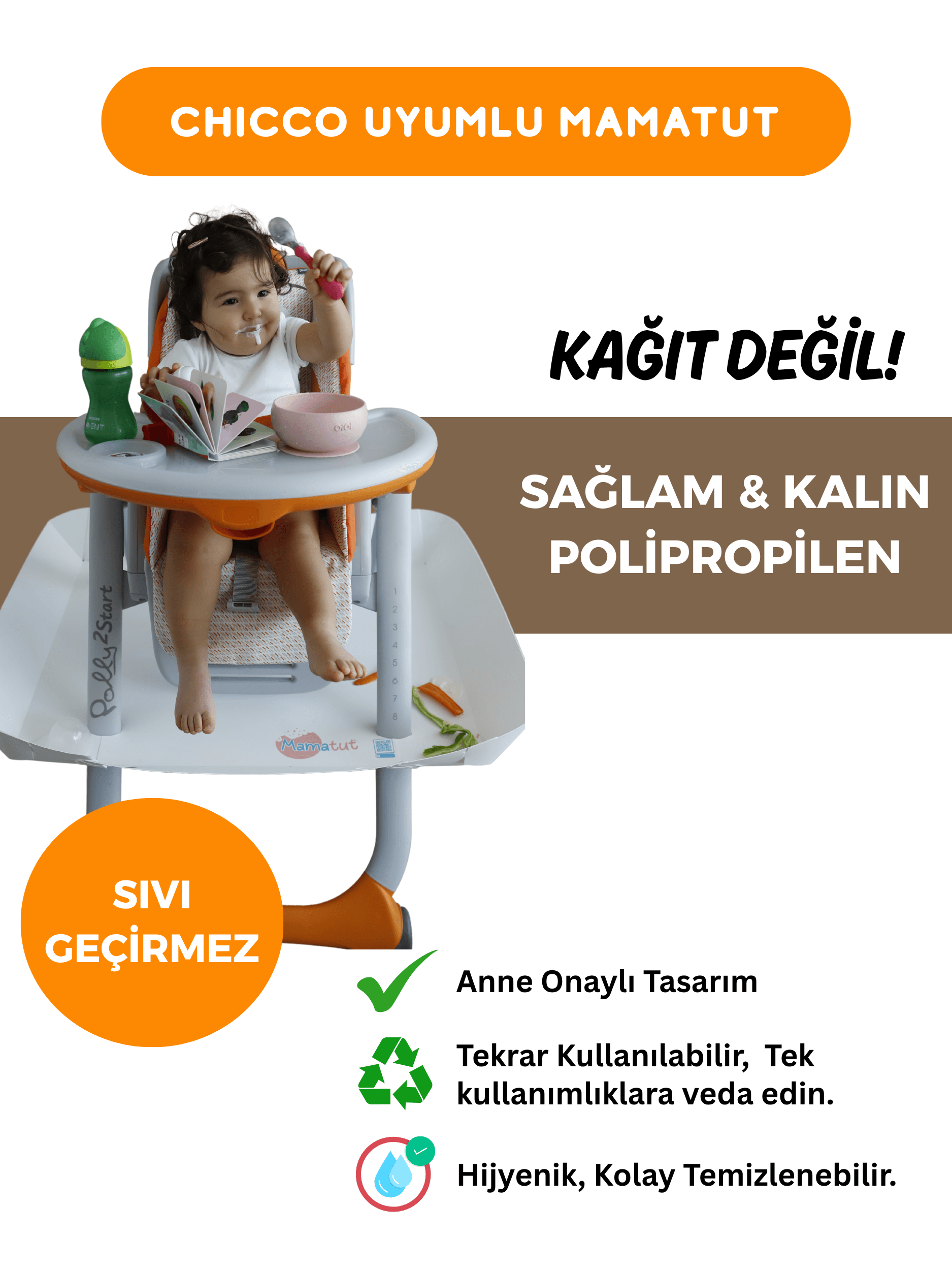 Chicco Magic, Polly ve Polly2Start Model Mama Sandalyesi uyumlu Mamatut