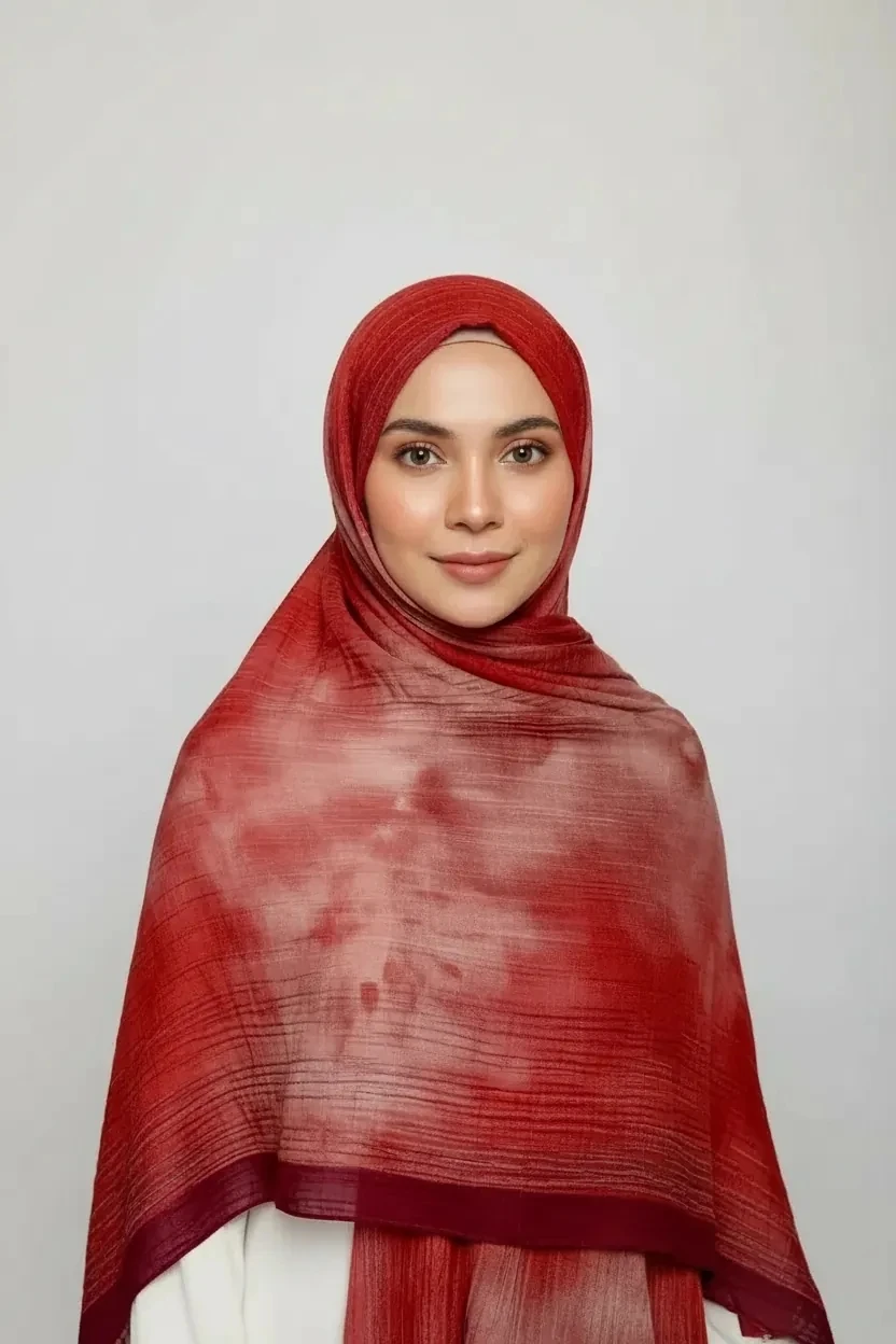 LUMEN DESEN MÜSLİN ŞAL BORDO