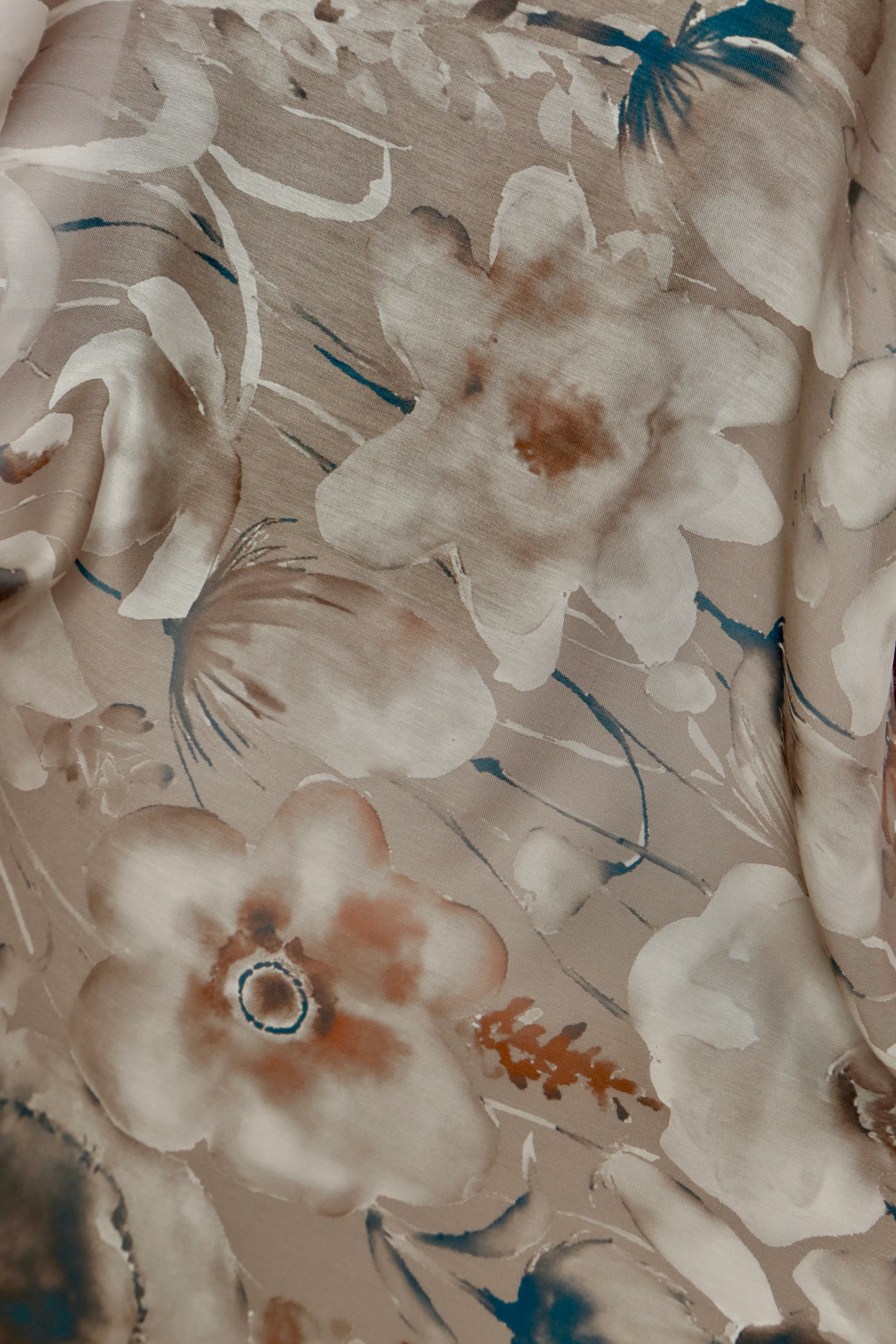 AQUARELLE DESEN SOFT ŞAL BORDO BEJ