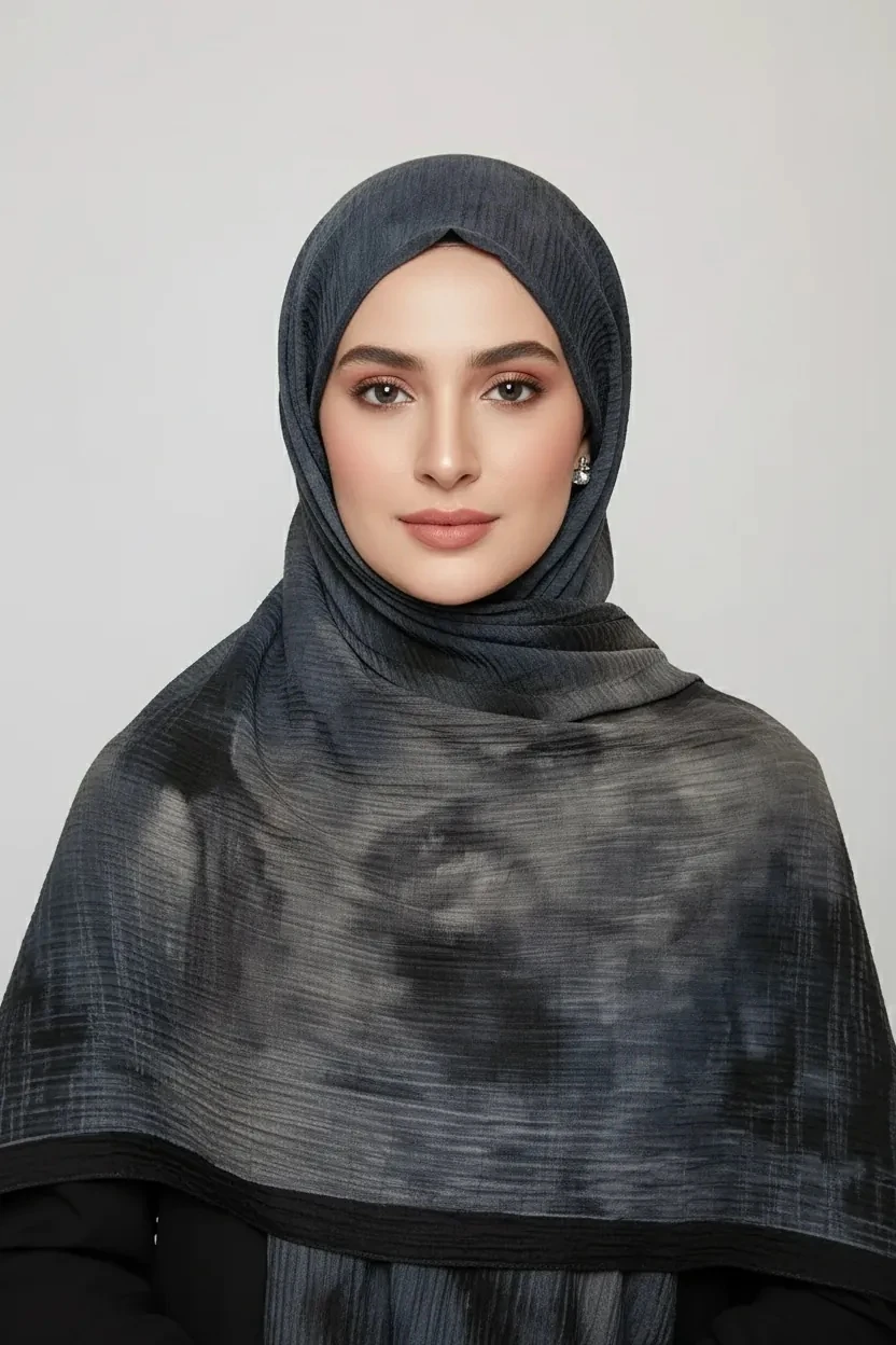 LUMEN DESEN MÜSLİN ŞAL SİYAH