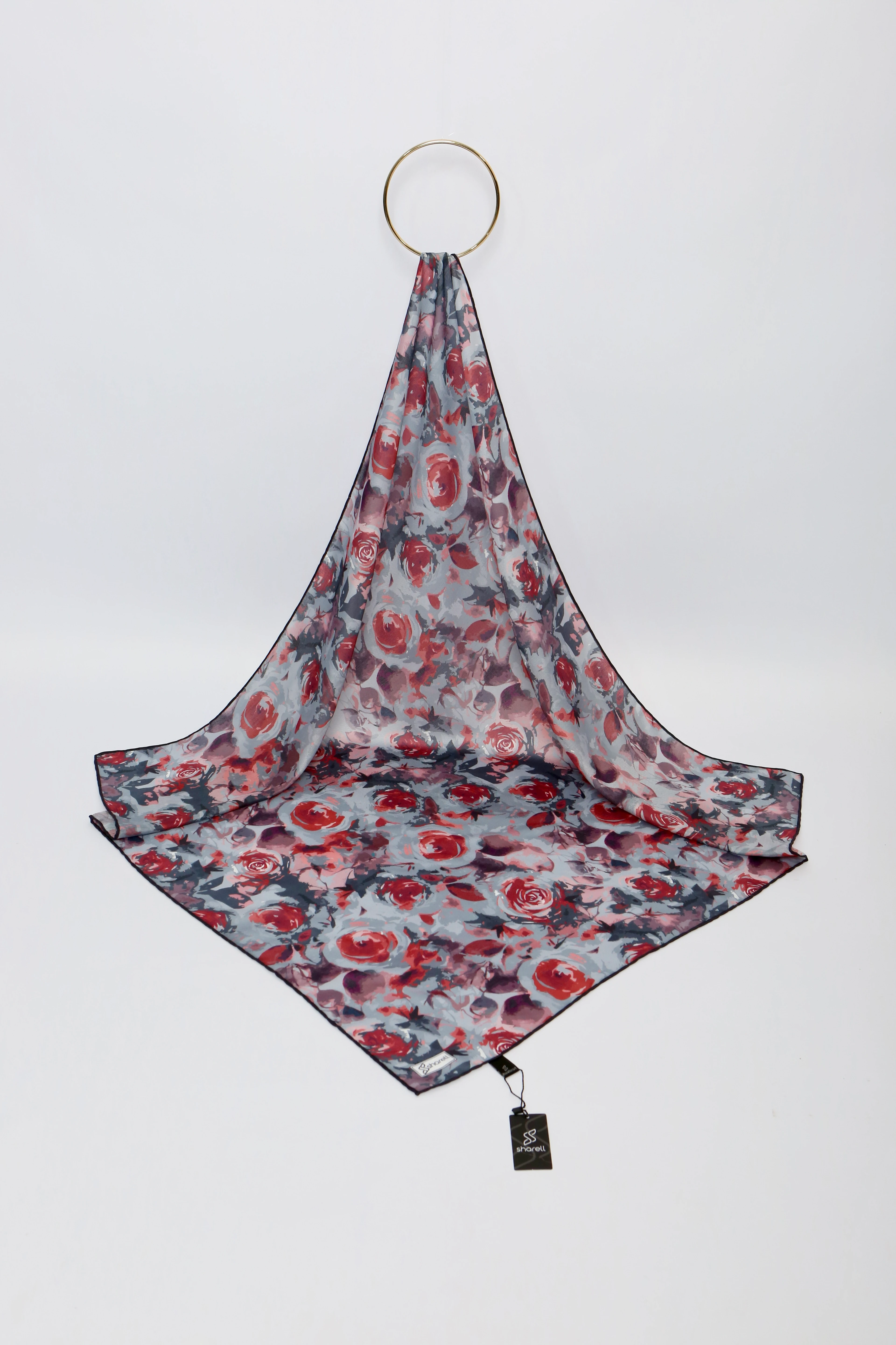 DE MORE EŞARP ROSE SERİSİ GRİ KIRMIZI