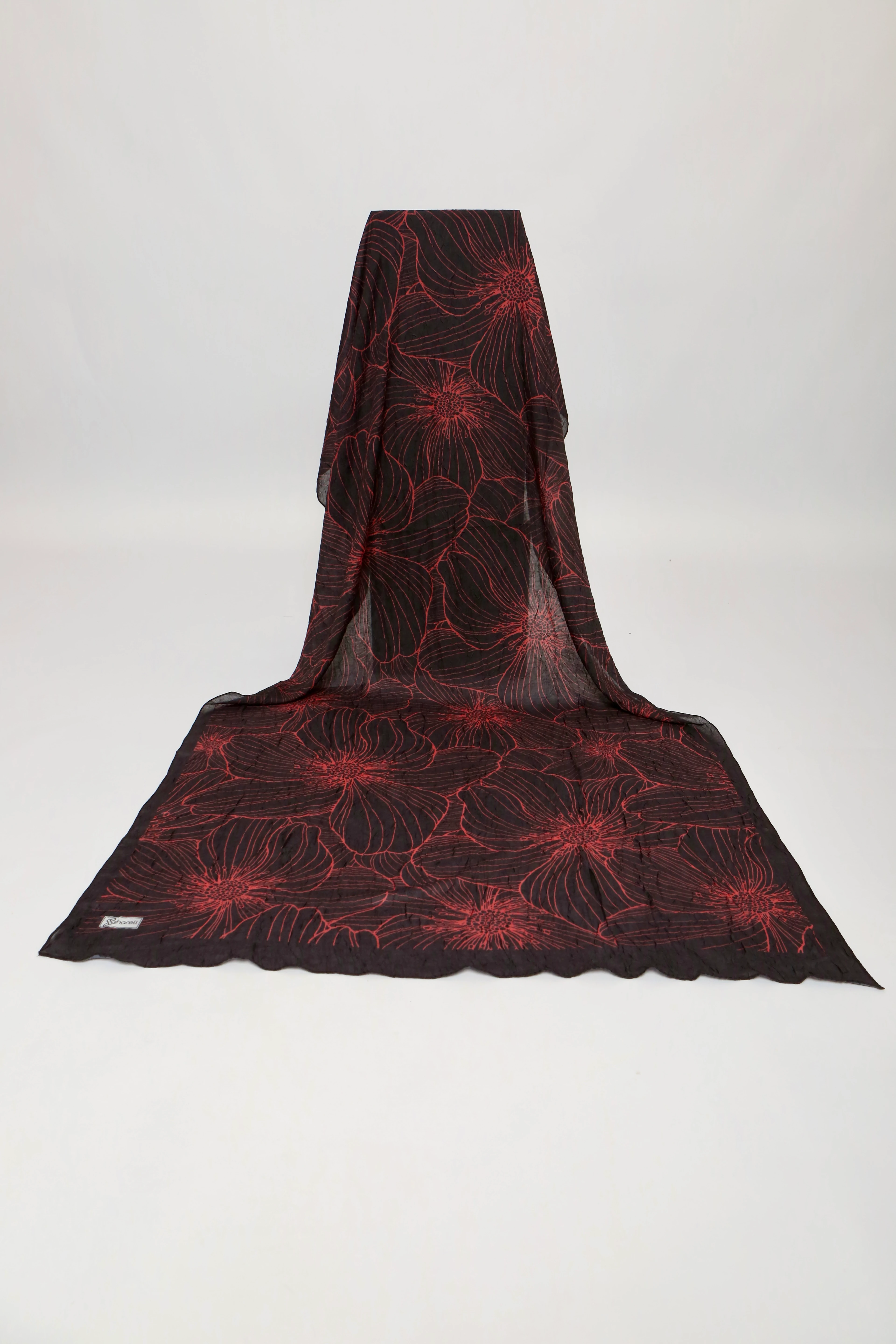 SERAFLORA DESEN BAMBU KRAŞ ŞAL SİYAH KIRMIZI