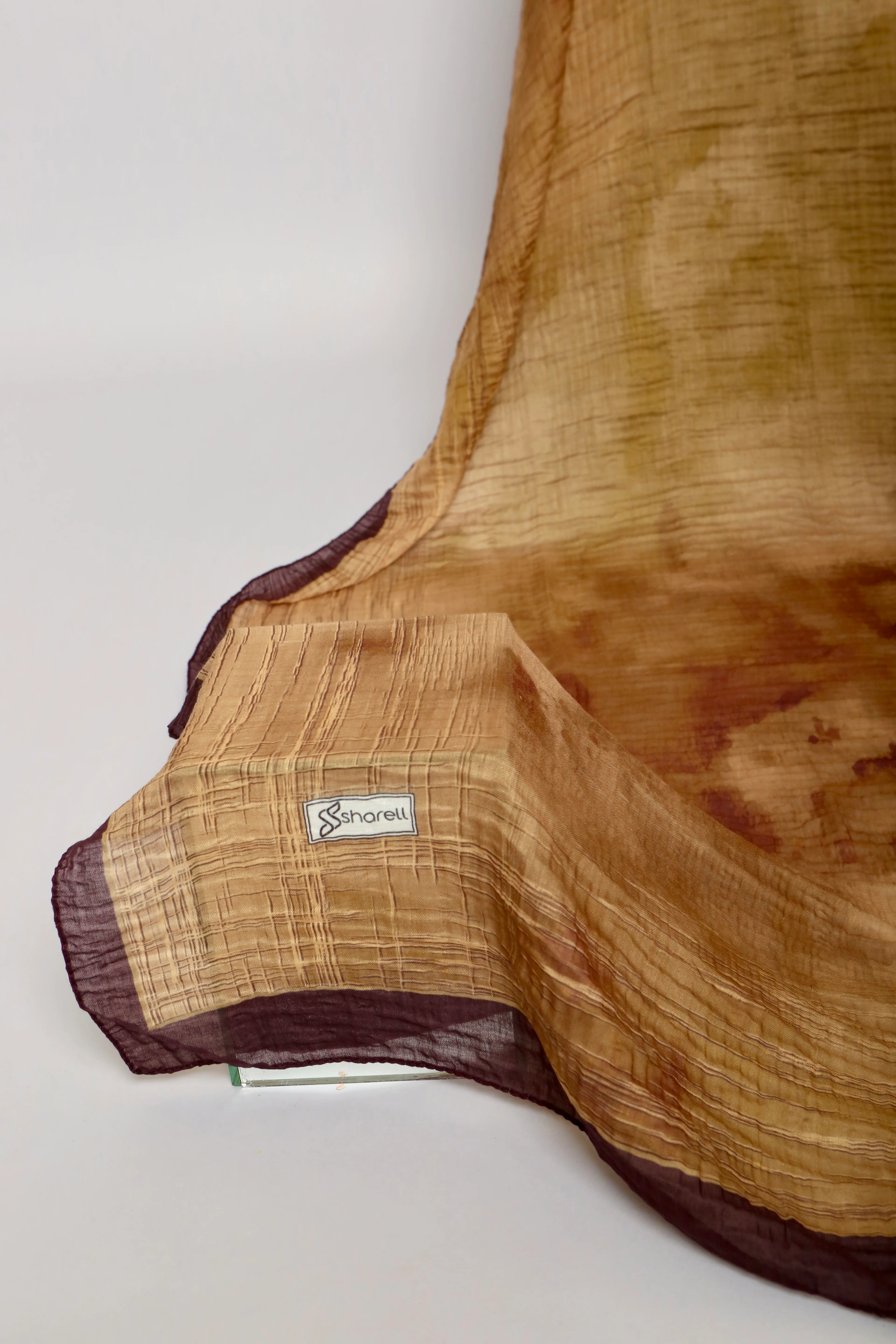 LUMEN DESEN MÜSLİN ŞAL ALTIN KARAMEL