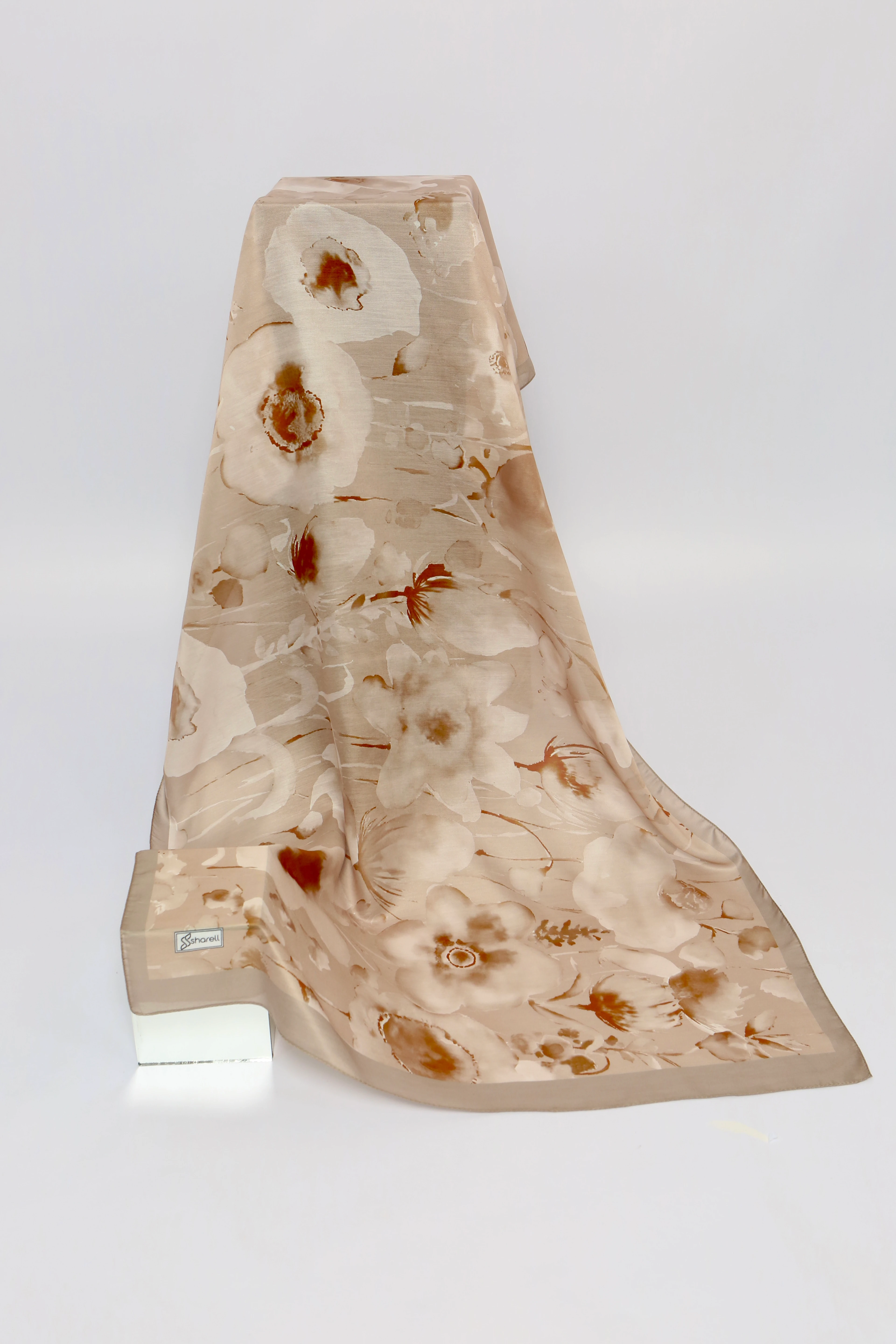 AQUARELLE DESEN SOFT ŞAL ALTIN KAHVE