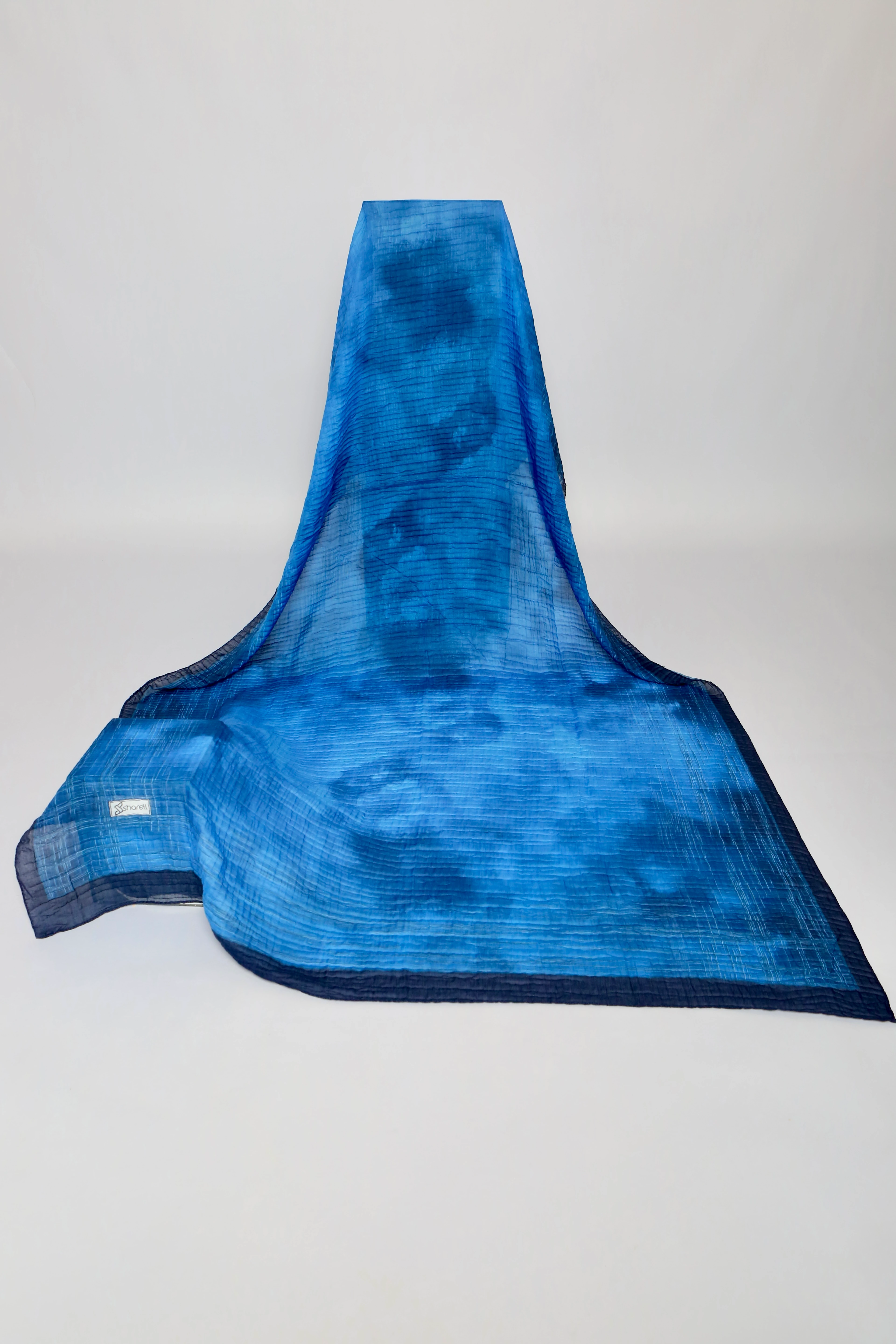 LUMEN DESEN MÜSLİN ŞAL SAKS MAVİ