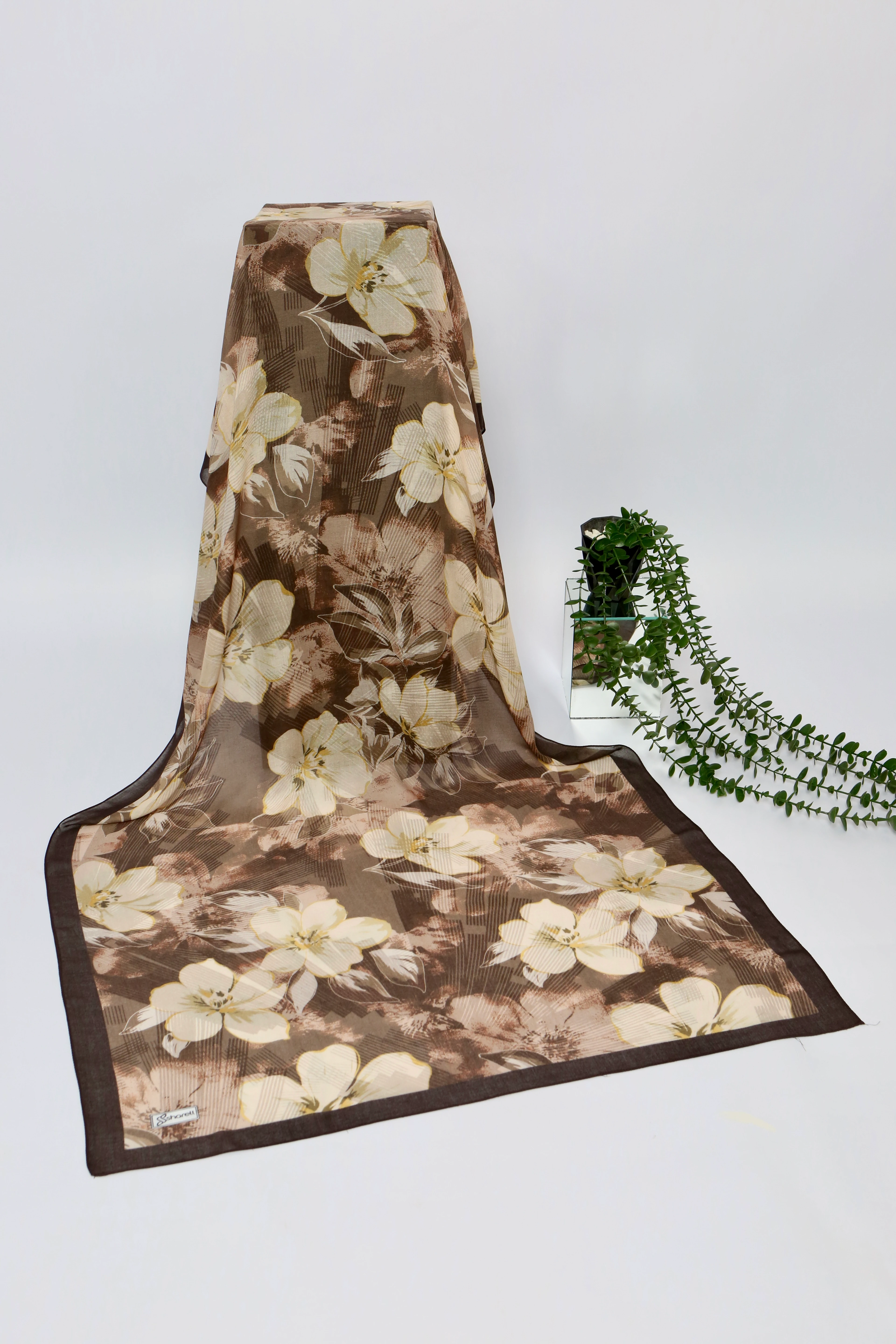 ELYSİA DESEN RAMİ ŞAL SICAK KAHVE