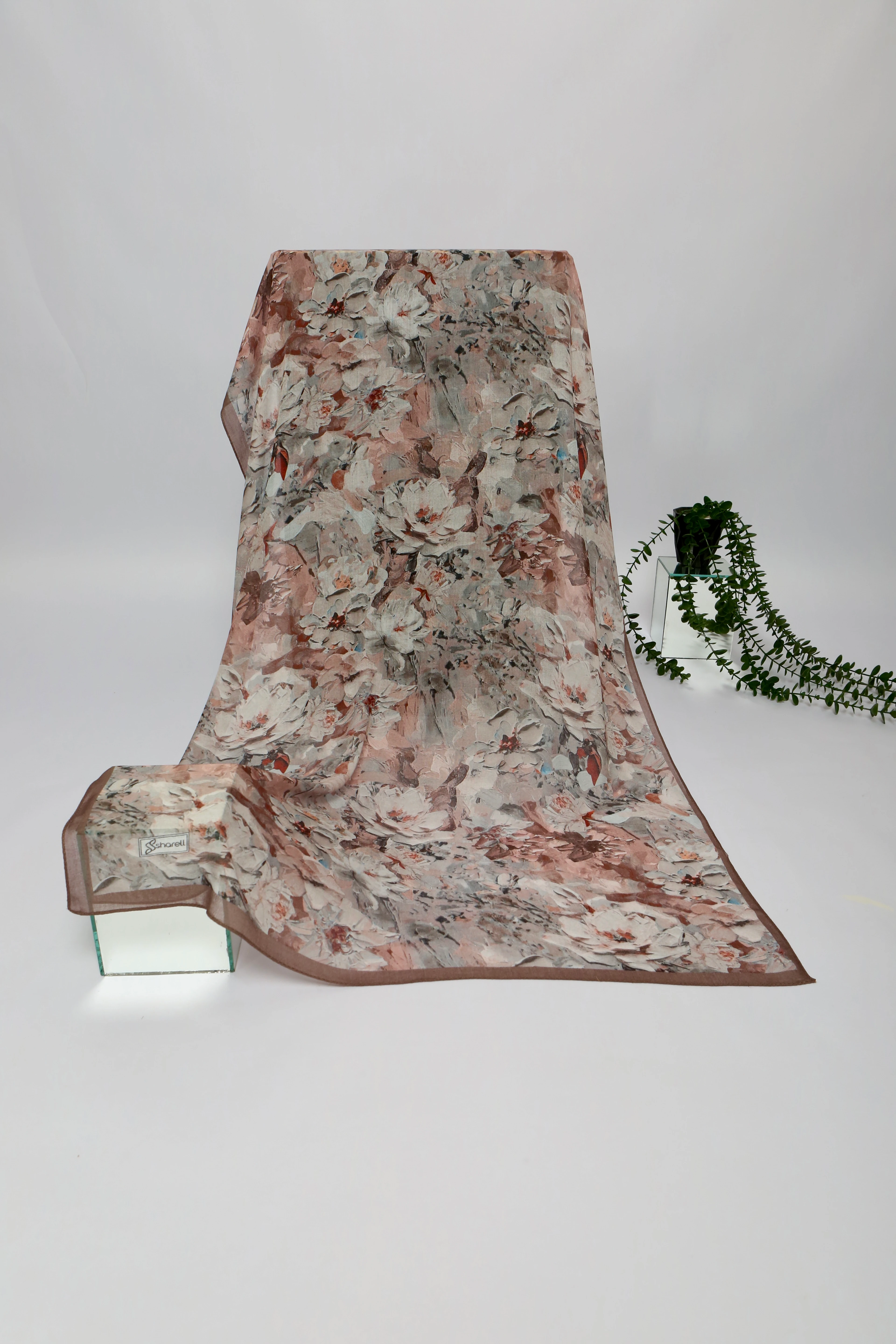 BOTANİCA DESEN RAMİ ŞAL TOZ PEMBE