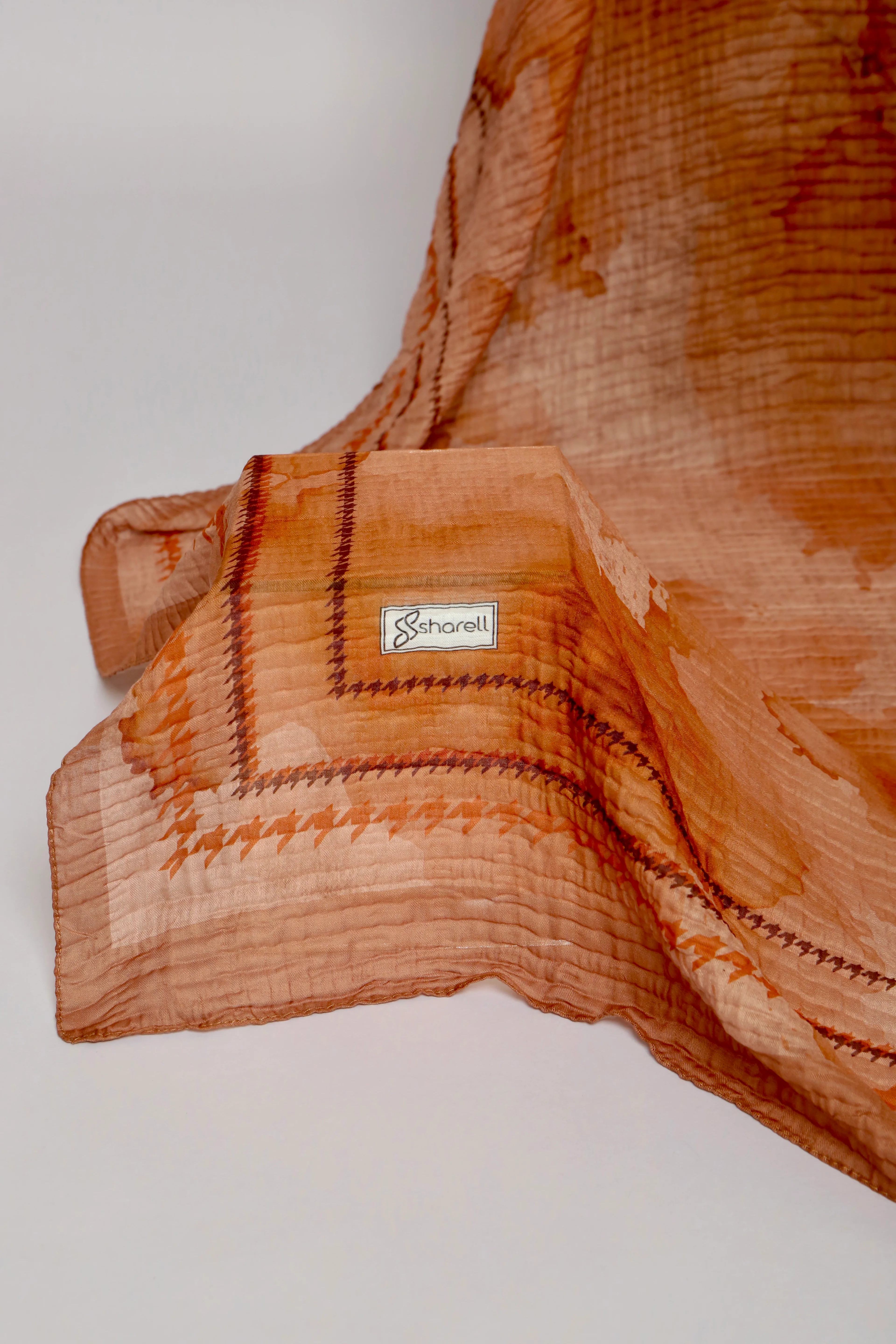 SOLARE DESEN MÜSLİN ŞAL TURUNCU KAHVE