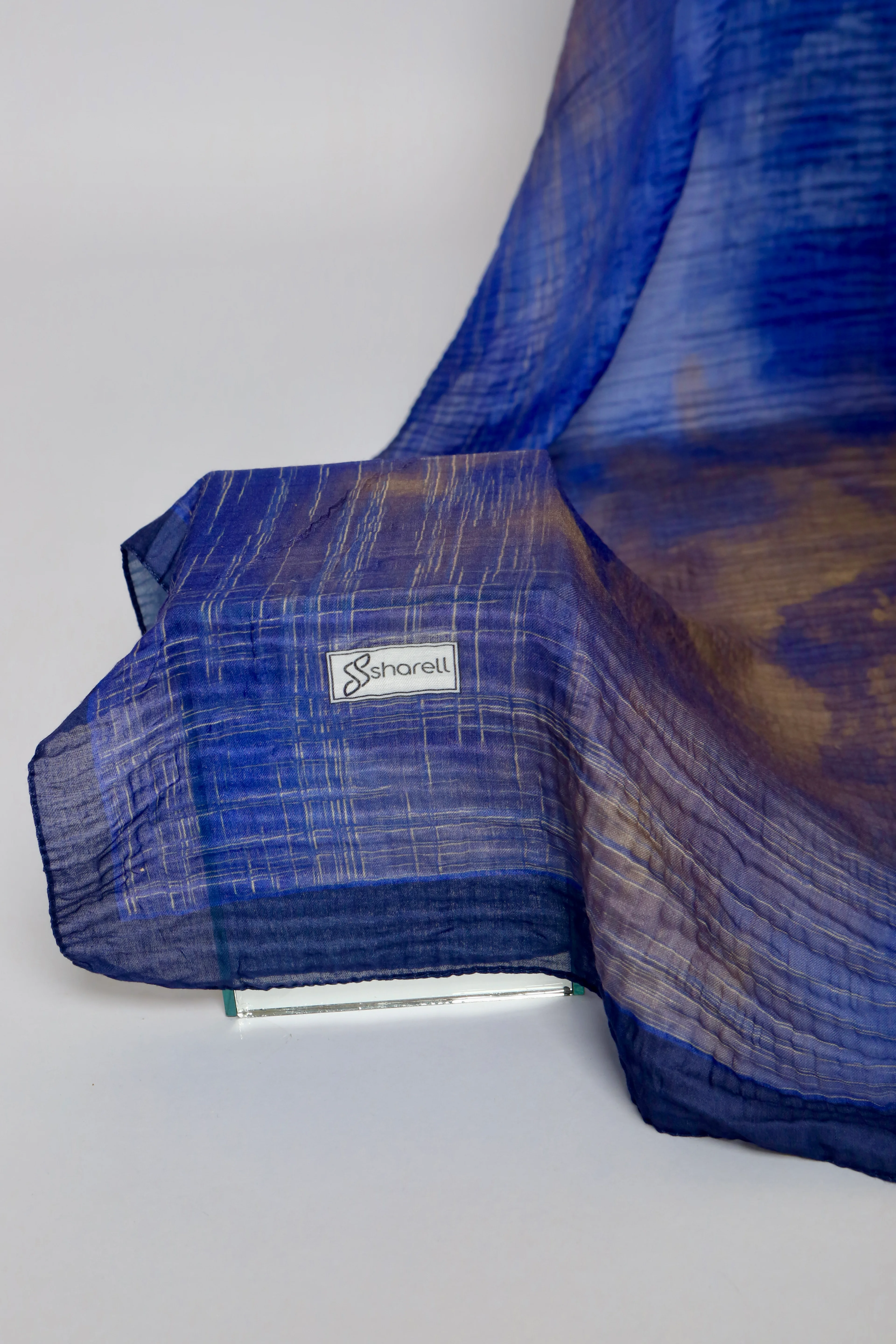 LUMEN DESEN MÜSLİN ŞAL KOBALT MAVİ