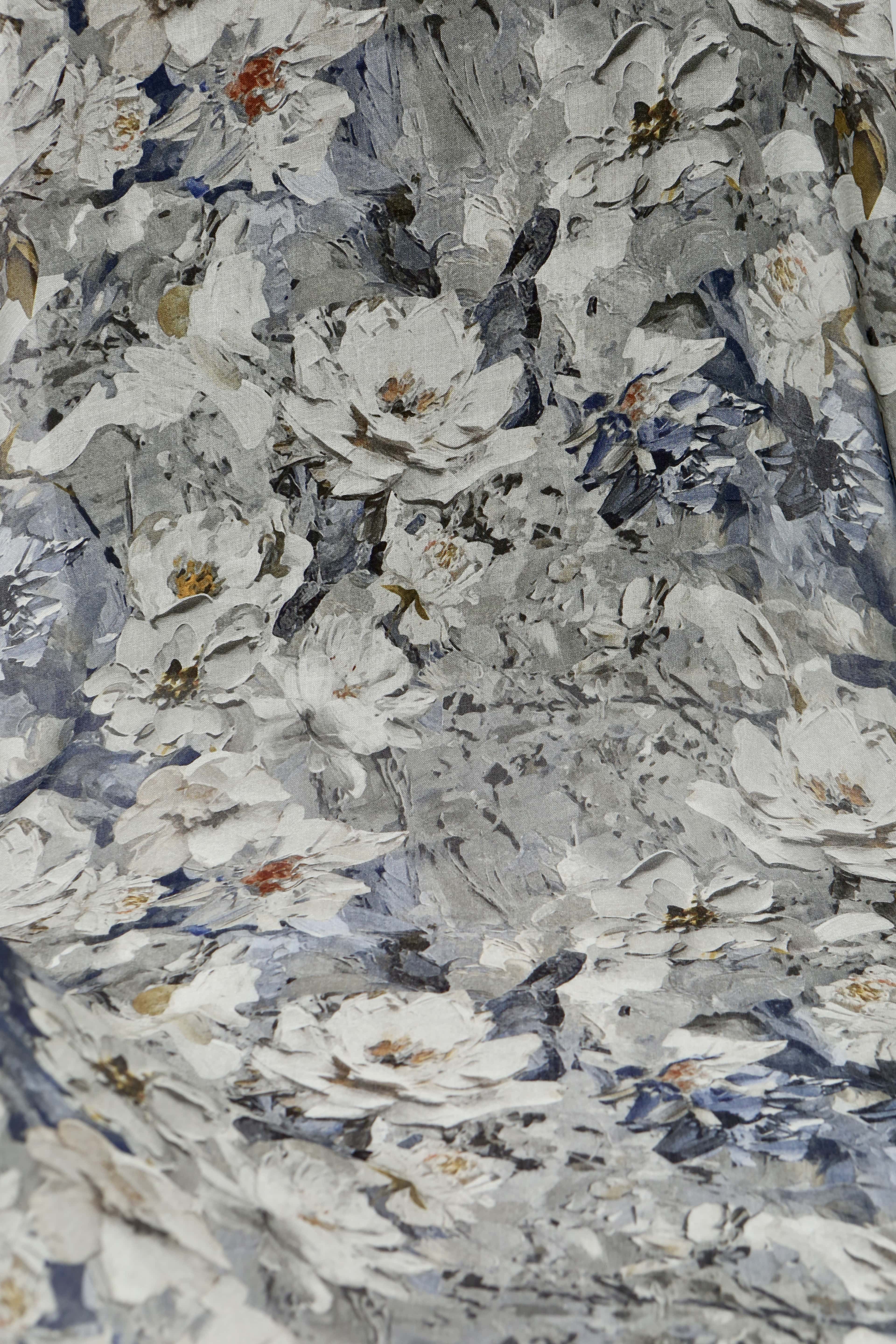 BOTANİCA DESEN RAMİ ŞAL LACİVERT