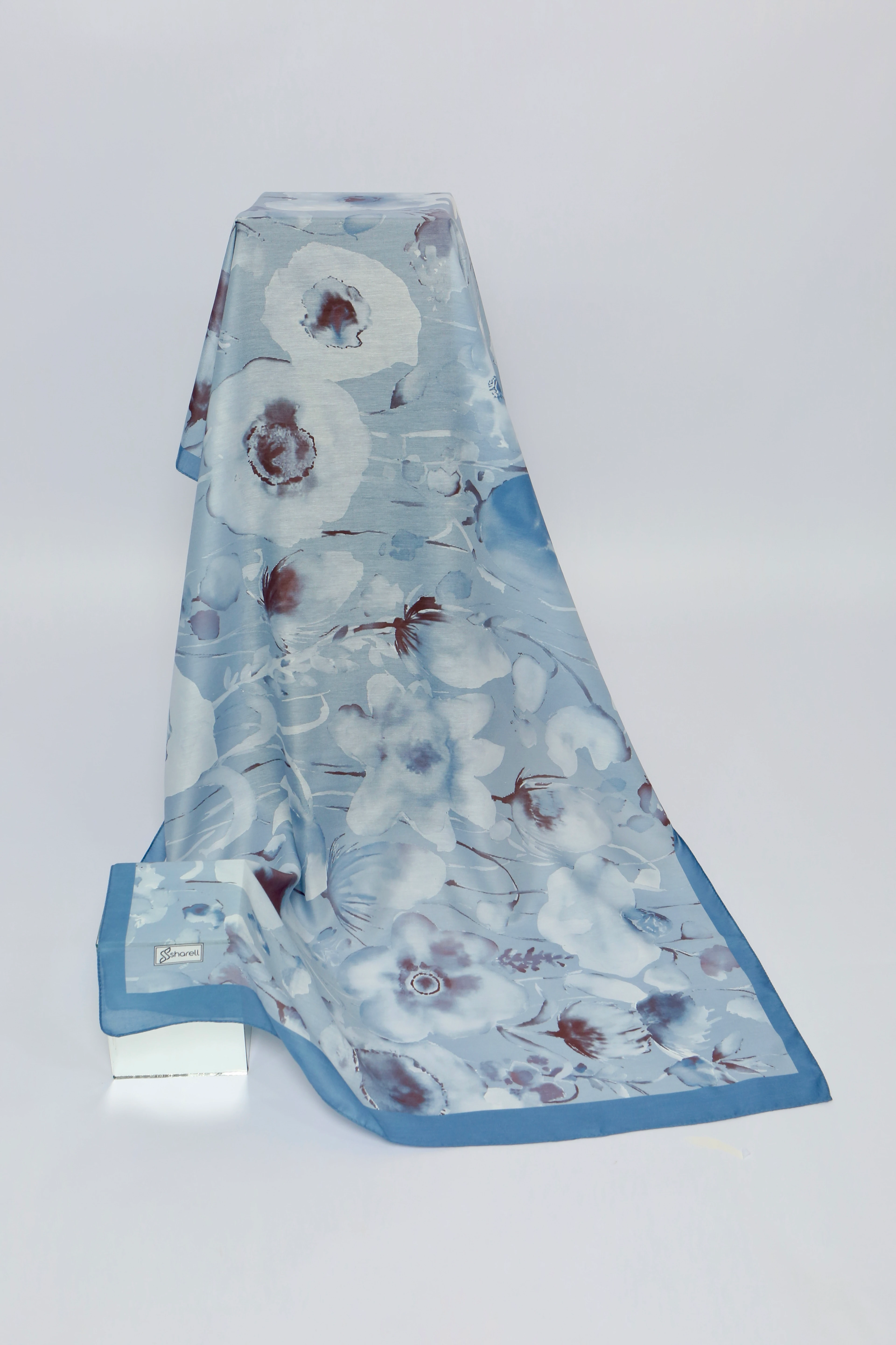 AQUARELLE DESEN SOFT ŞAL SOĞUK MAVİ