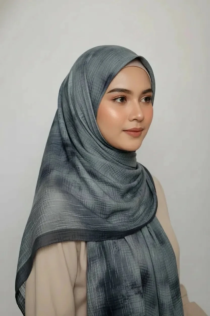 LUMEN DESEN MÜSLİN ŞAL GRİ