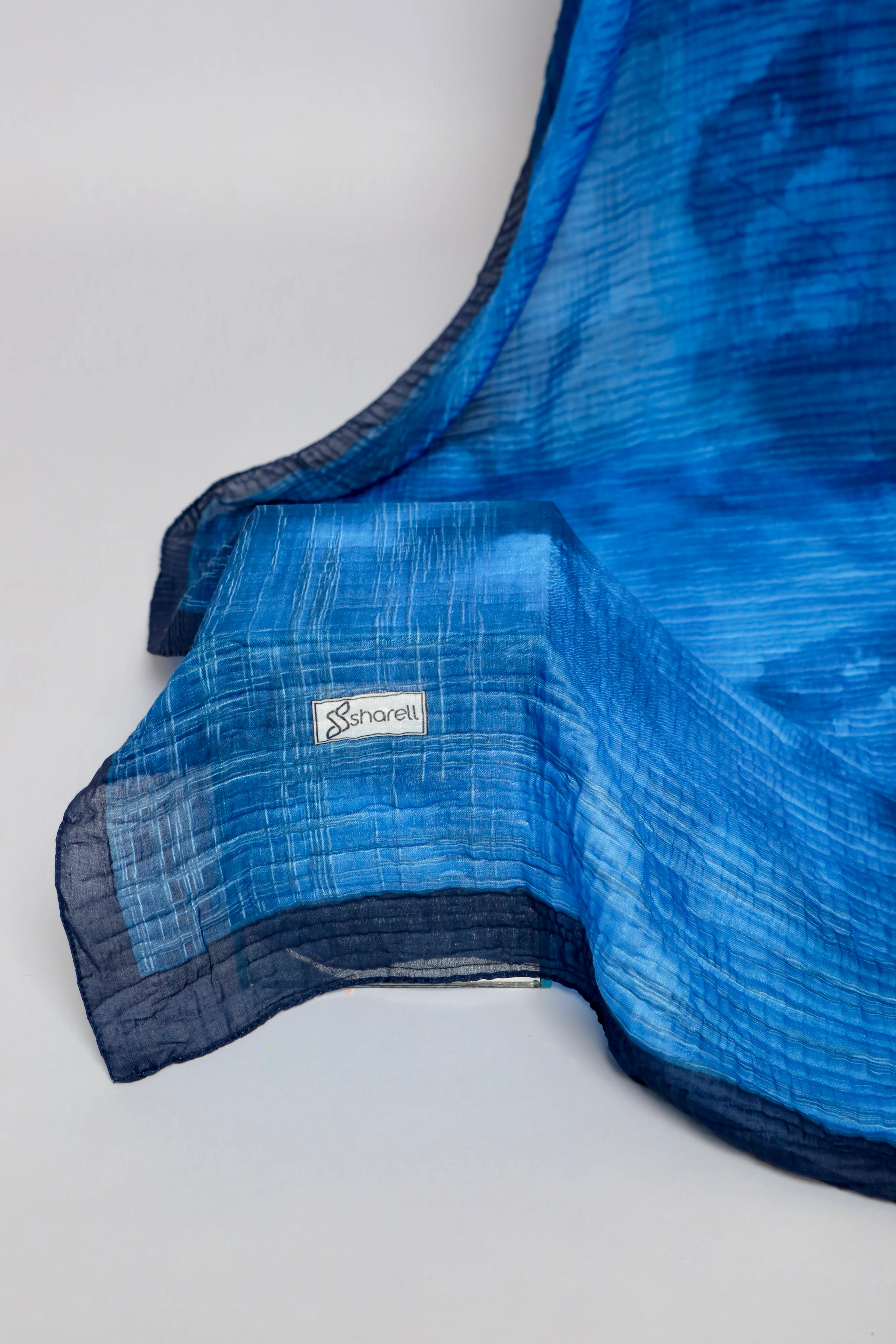 LUMEN DESEN MÜSLİN ŞAL SAKS MAVİ