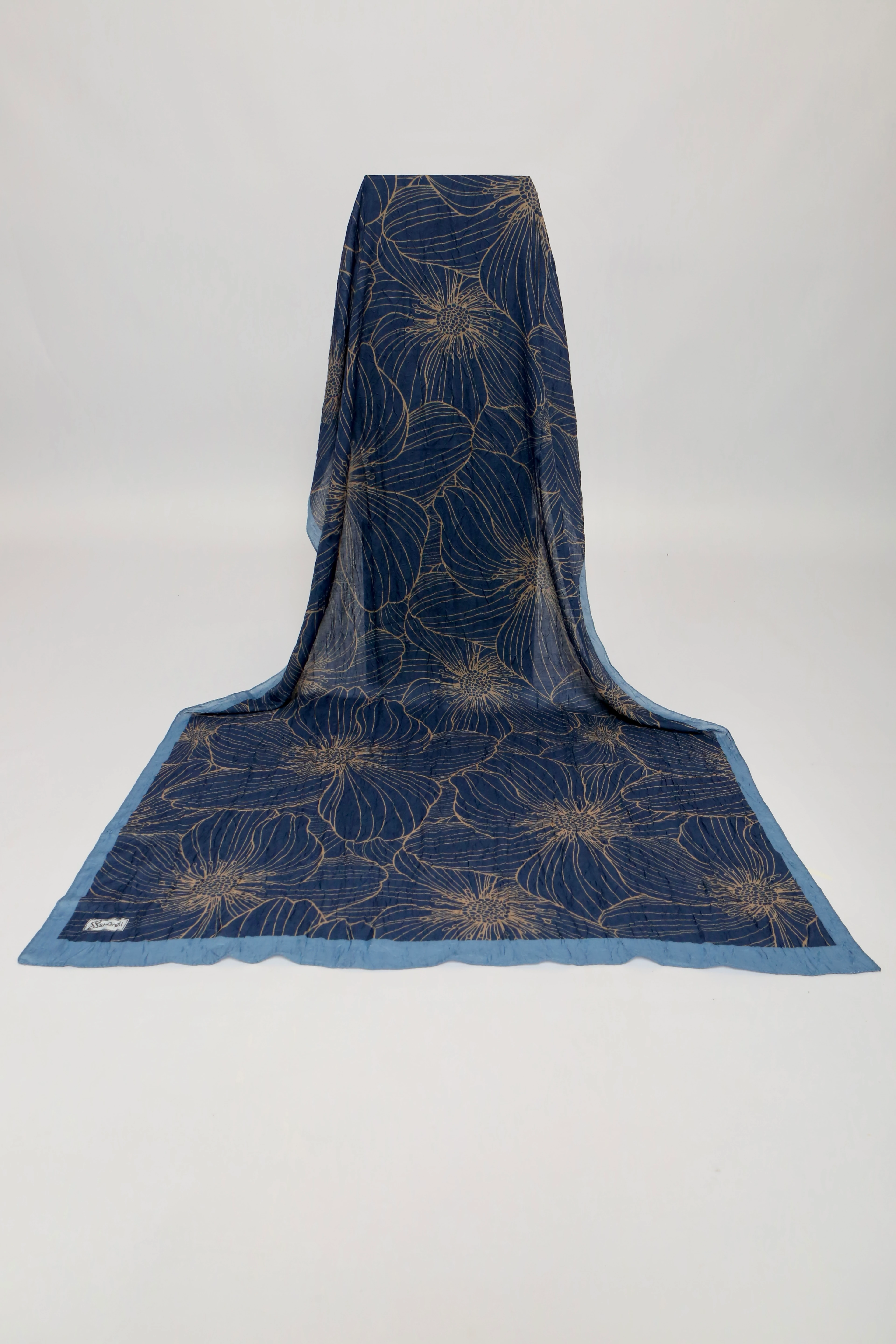 SERAFLORA DESEN BAMBU KRAŞ ŞAL LACİVERT BUZ MAVİ