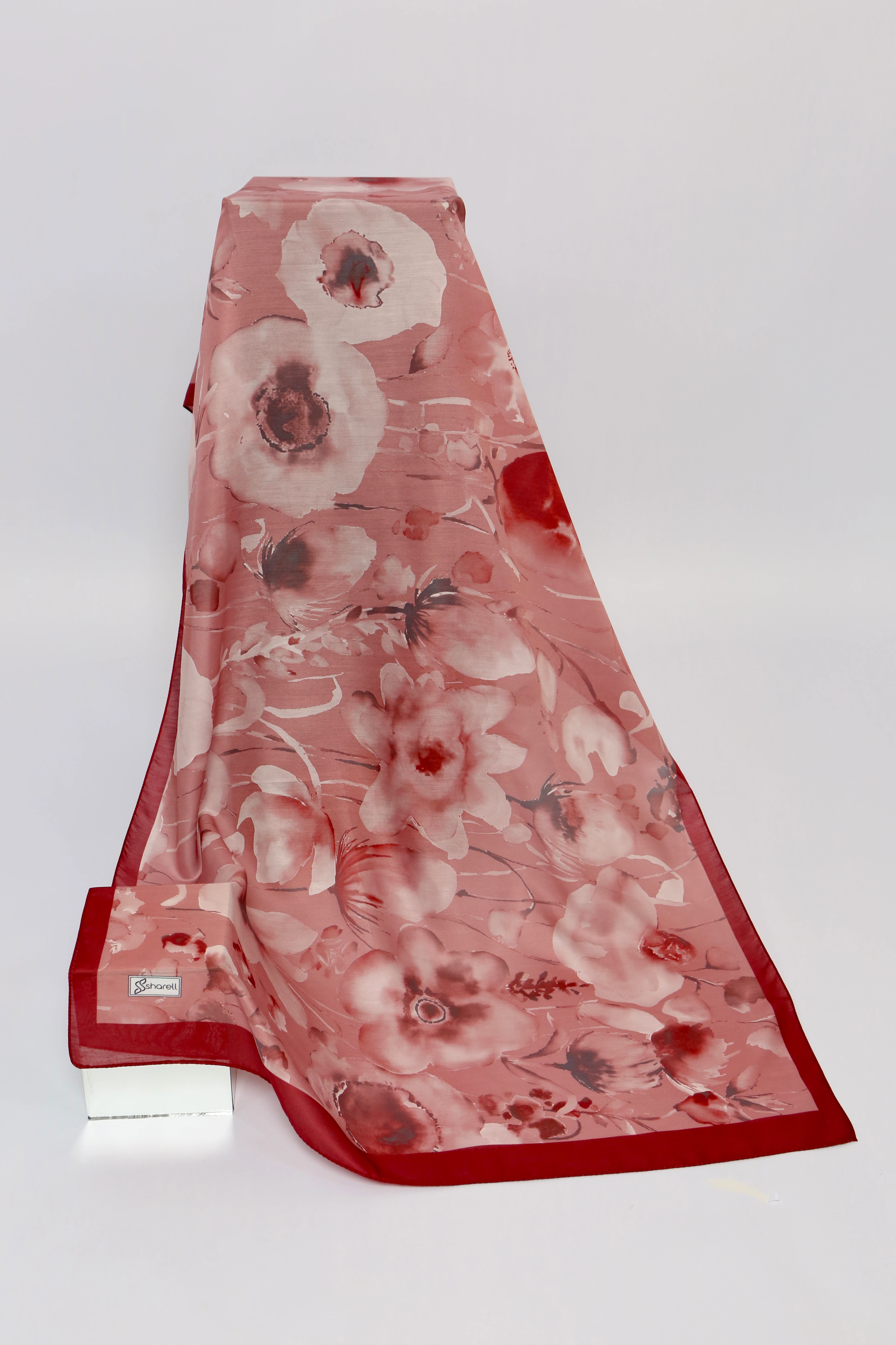 AQUARELLE DESEN SOFT ŞAL VİŞNE