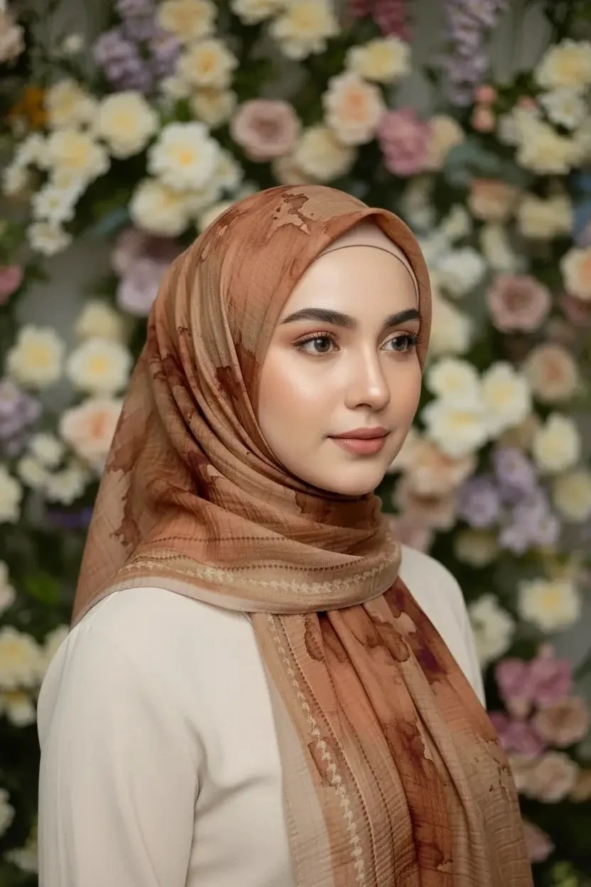 SOLARE DESEN MÜSLİN ŞAL SÜTLÜ KAHVE