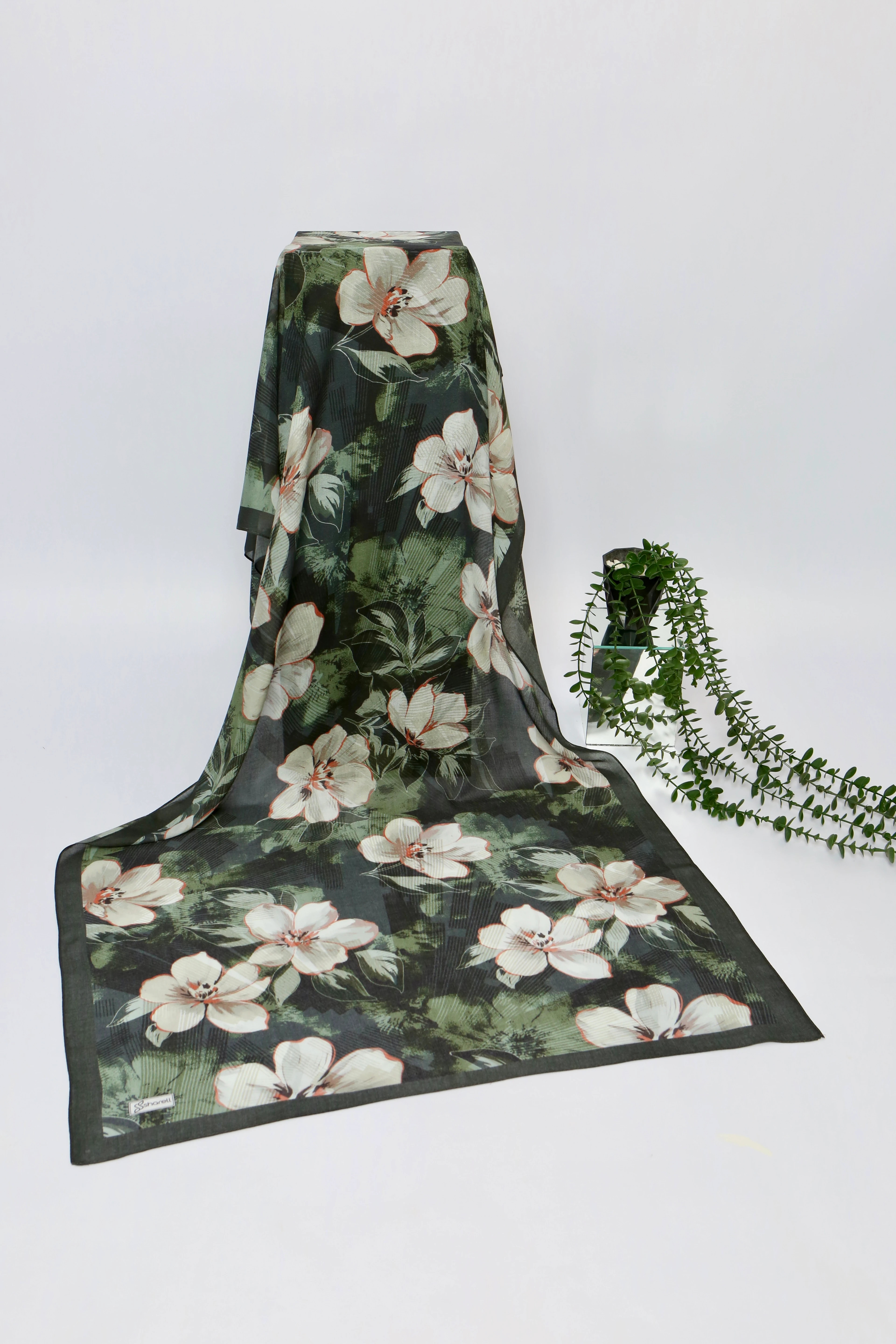 ELYSİA DESEN RAMİ ŞAL ORMAN YEŞİLİ