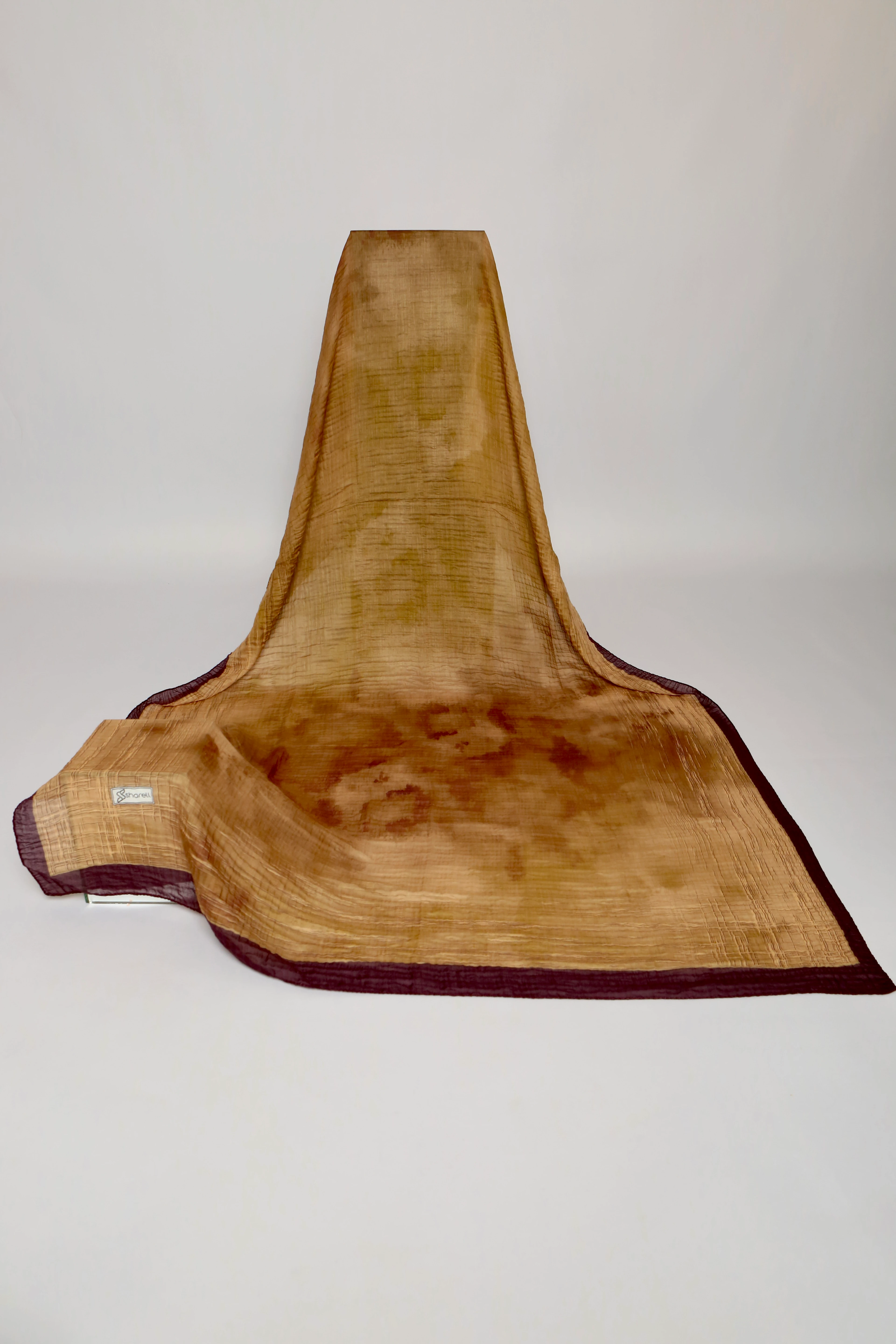 LUMEN DESEN MÜSLİN ŞAL ALTIN KARAMEL