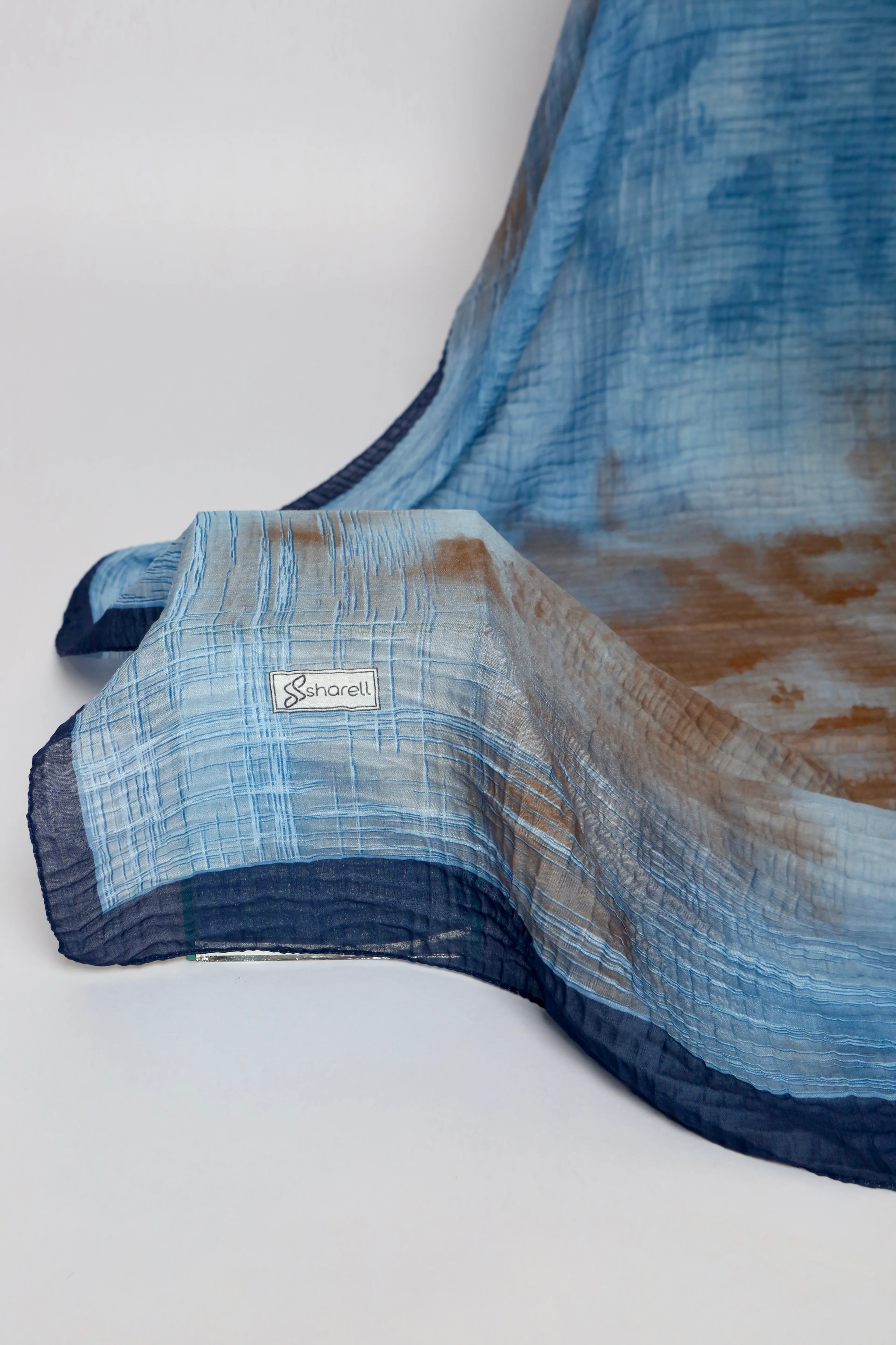 LUMEN DESEN MÜSLİN ŞAL MAVİ