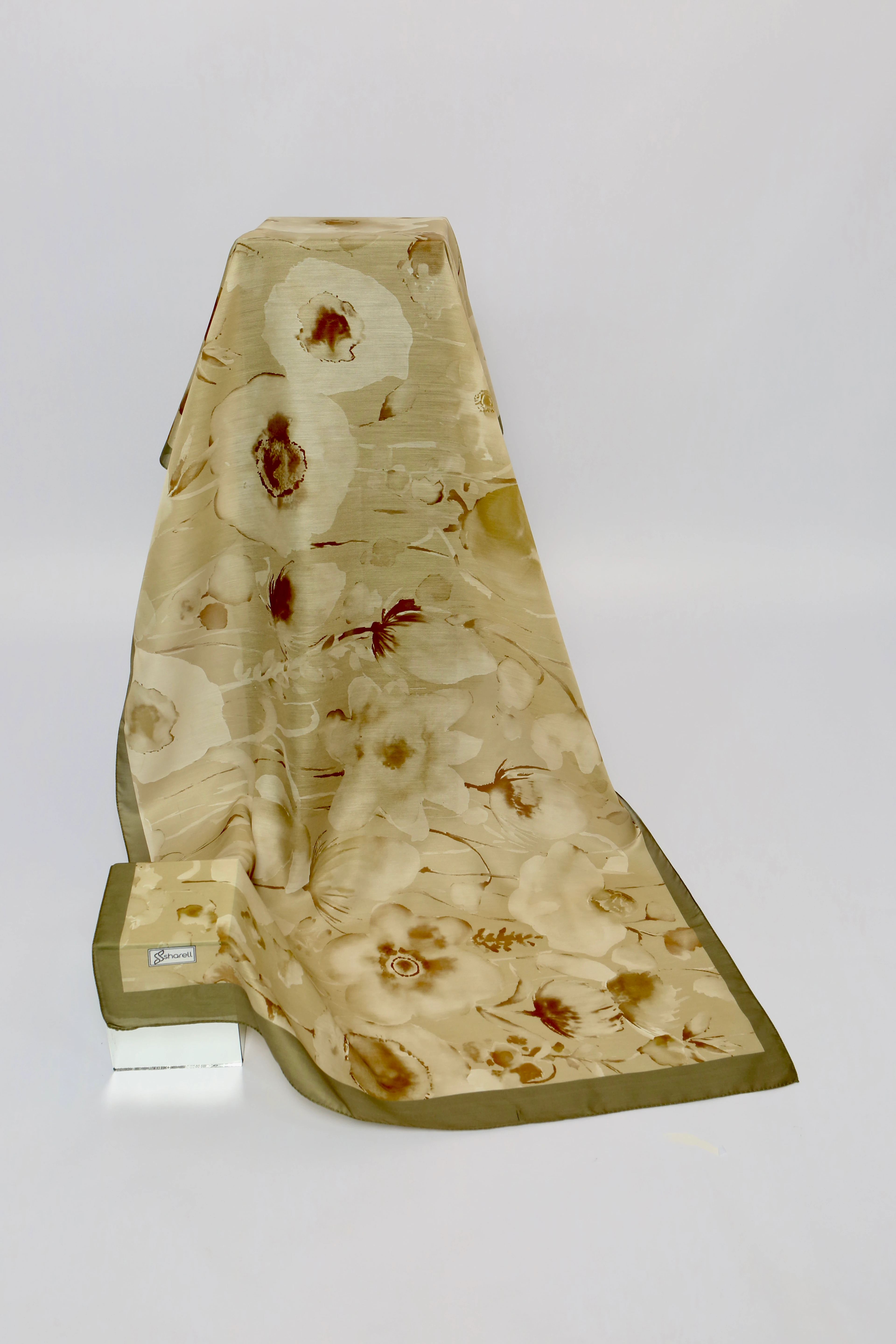 AQUARELLE DESEN SOFT ŞAL ZEYTİN YEŞİL