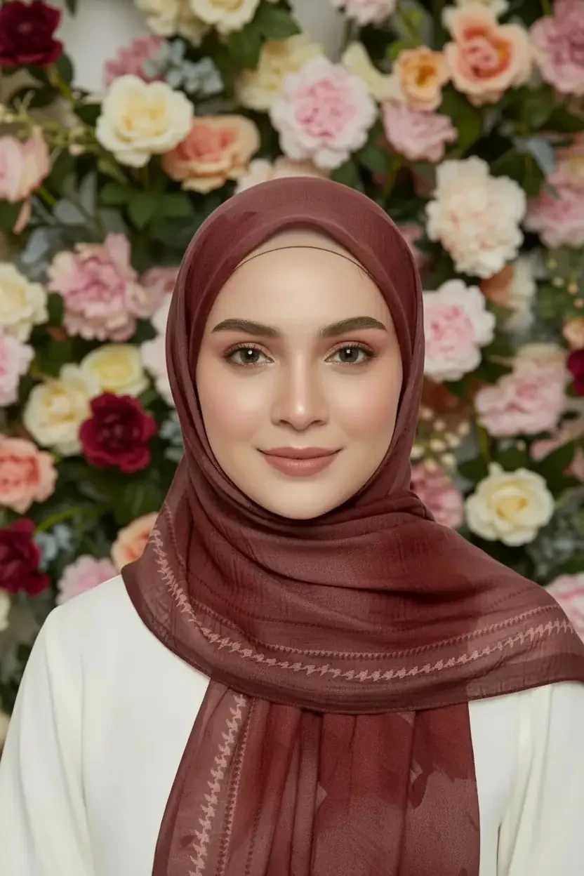 SOLARE DESEN MÜSLİN ŞAL KOYU MÜRDÜM